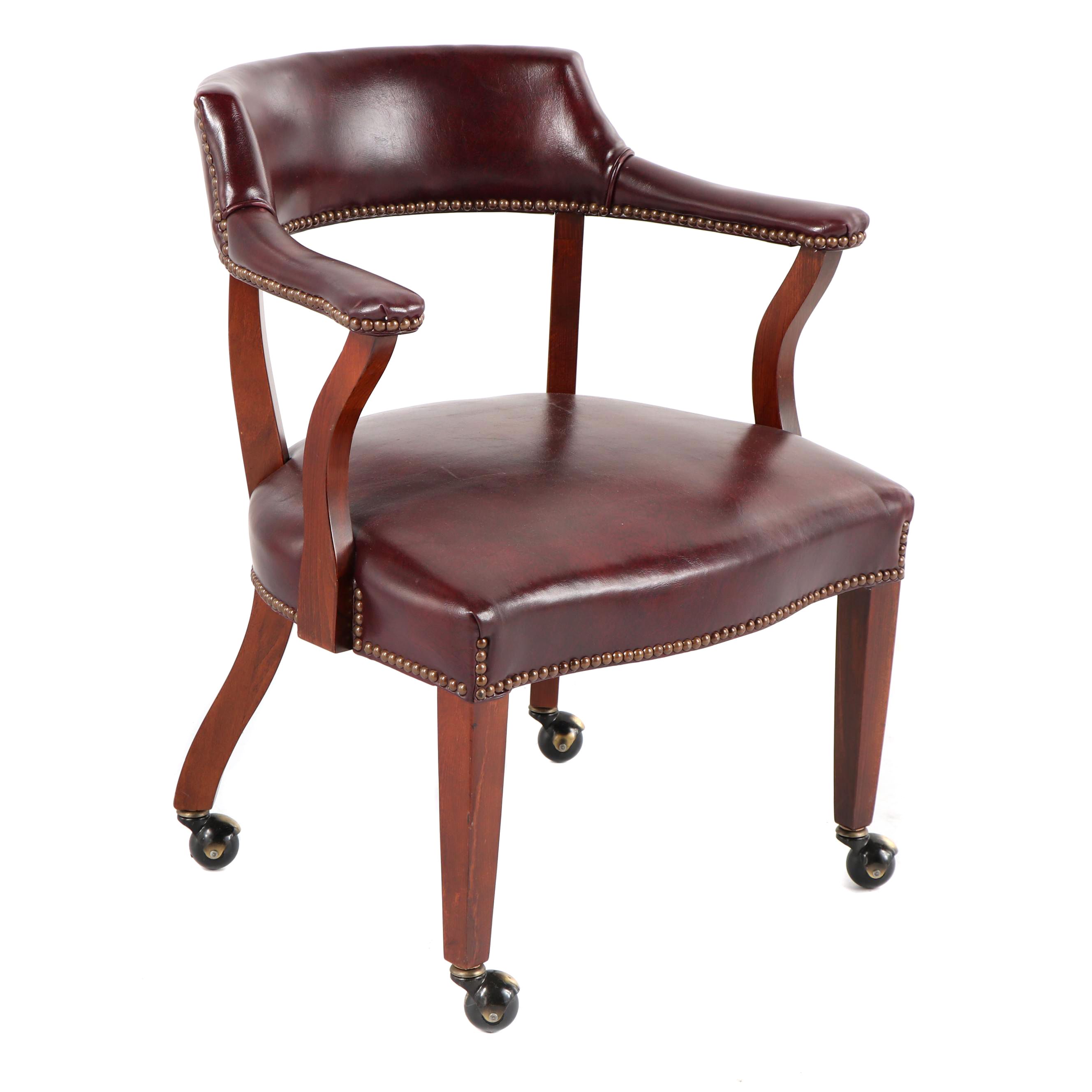 Vintage Vinyl Upholstered Open Tub Style Chair on Casters