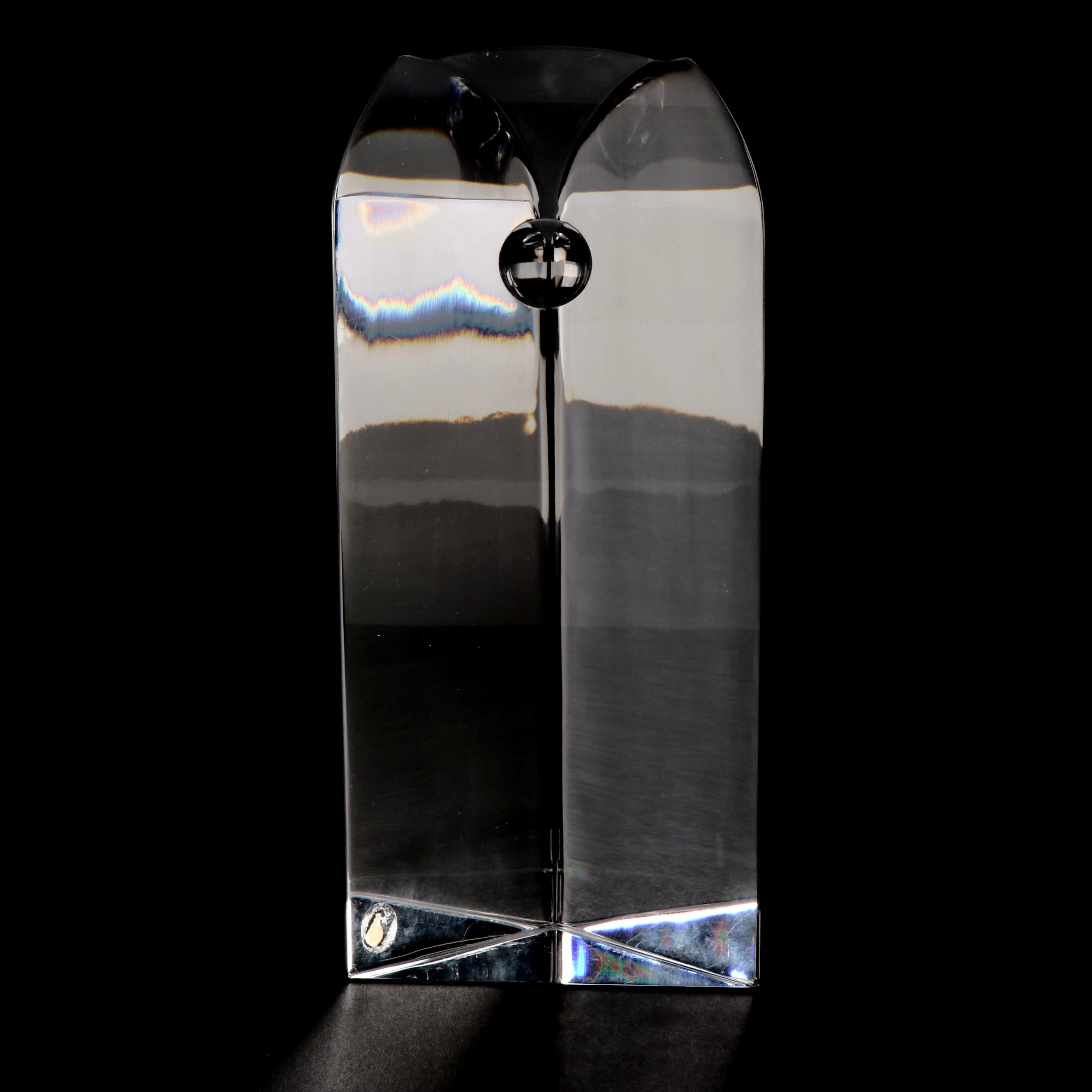 Val St. Lambert Signed Yan Zoritchak Abstract Crystal Owl Figurine