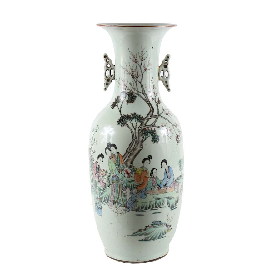 Antique Chinese Hand Painted Floor Vase