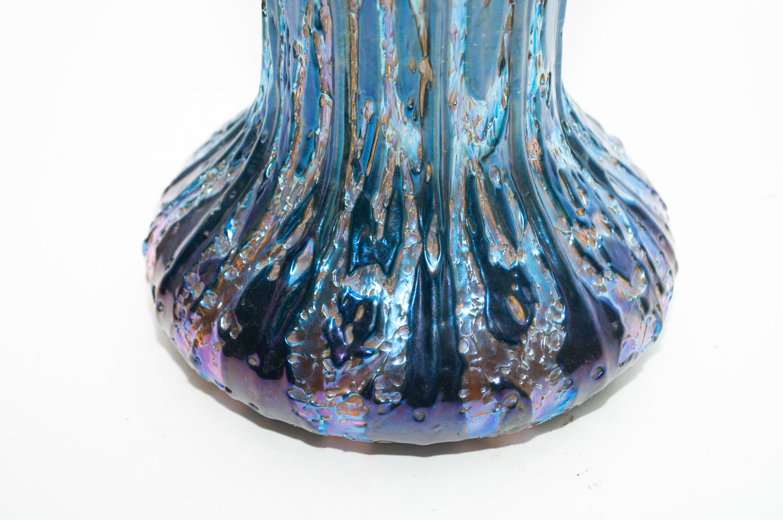 Durand Blue 'Moorish Crackle' Glass Vase