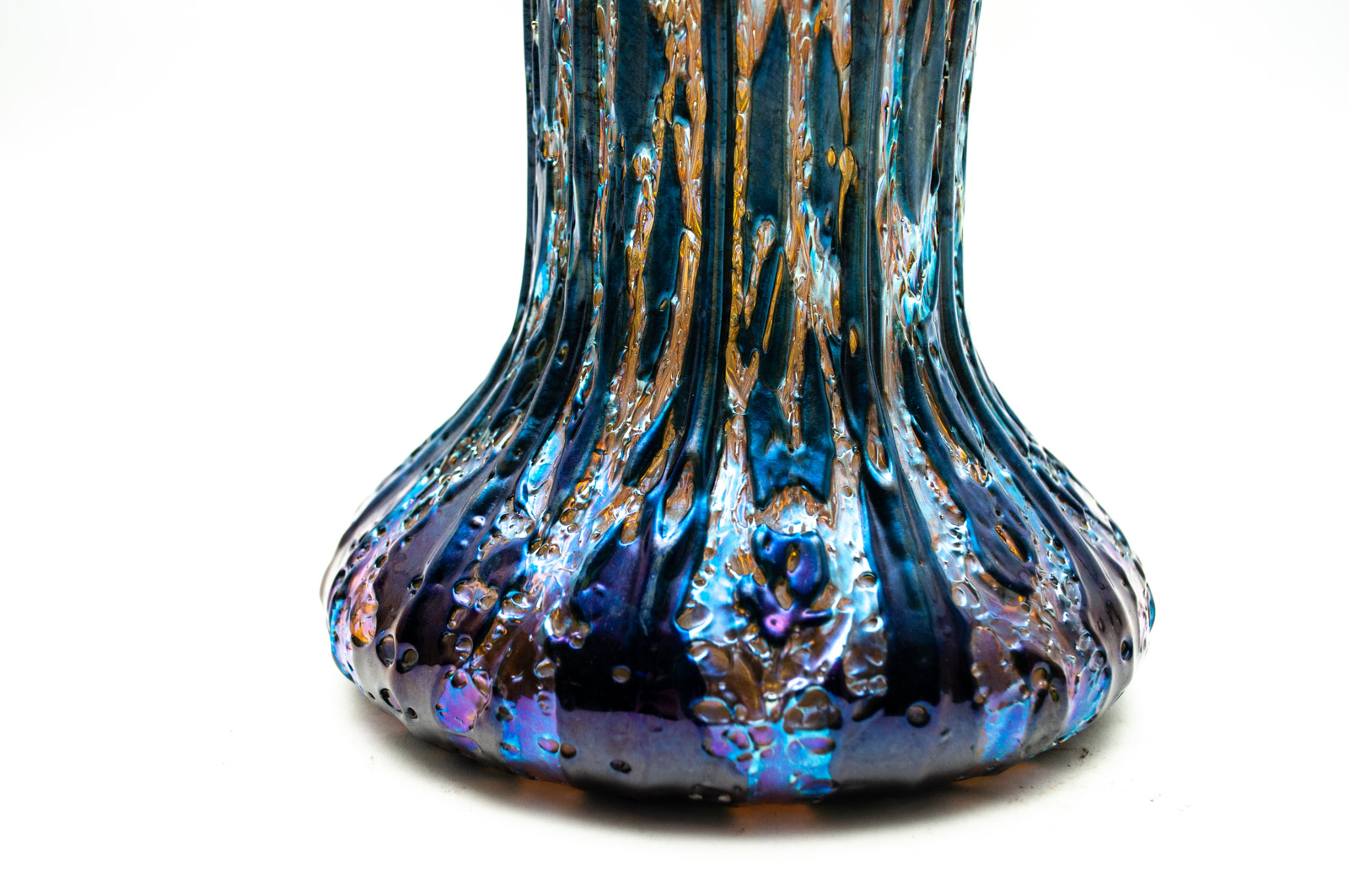 Durand Blue 'Moorish Crackle' Glass Vase