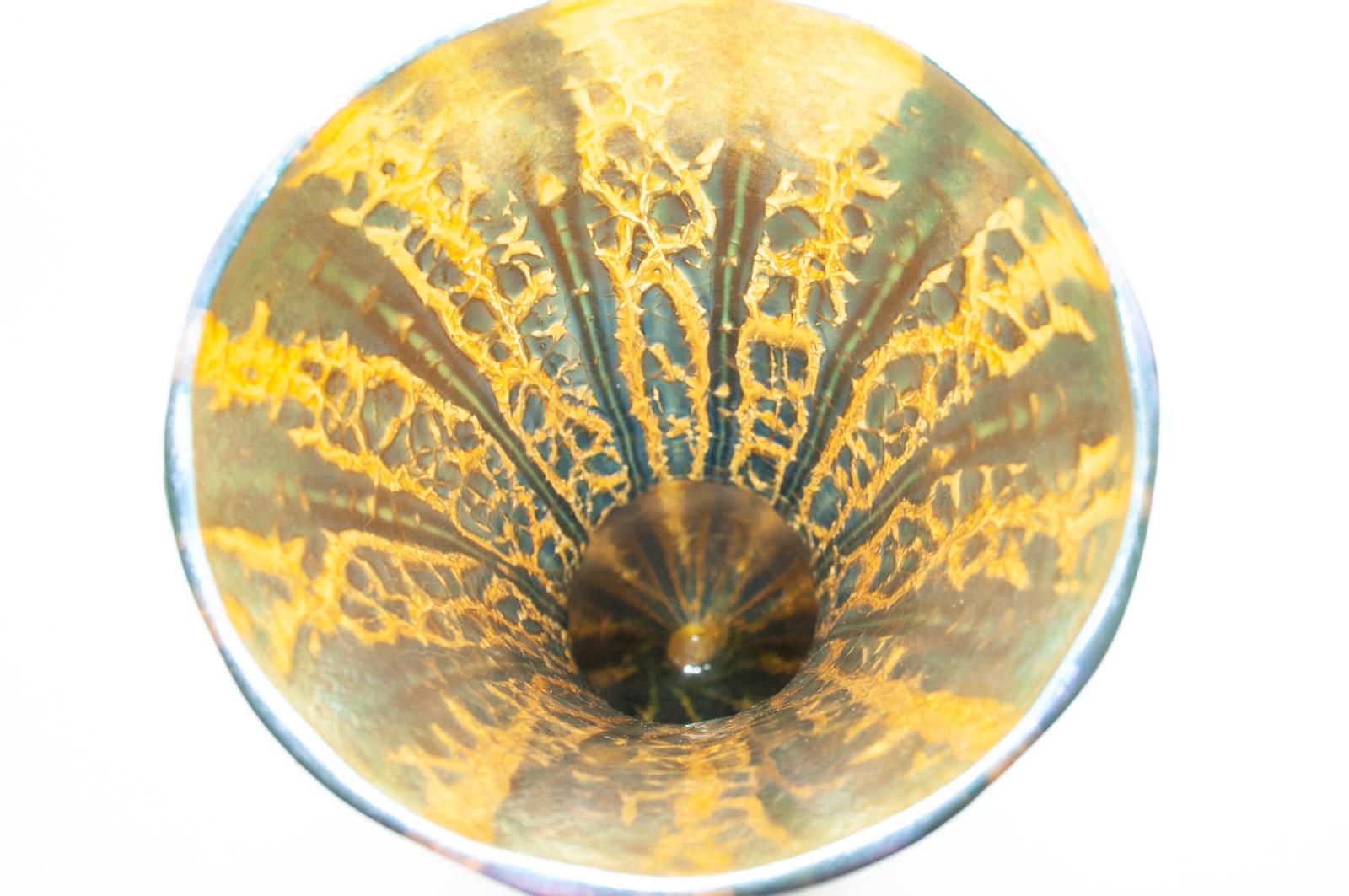 Durand Blue 'Moorish Crackle' Glass Vase