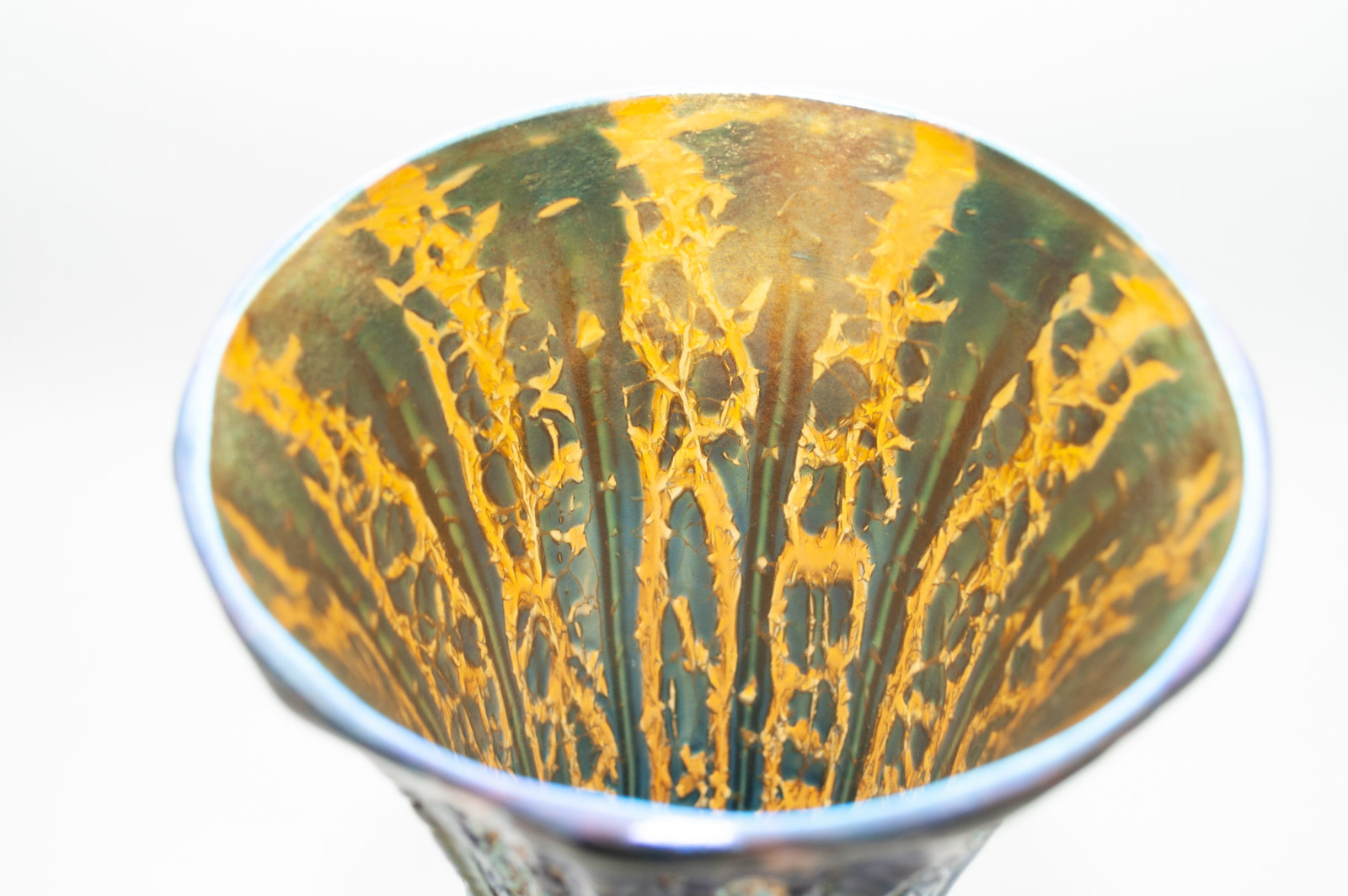 Durand Blue 'Moorish Crackle' Glass Vase