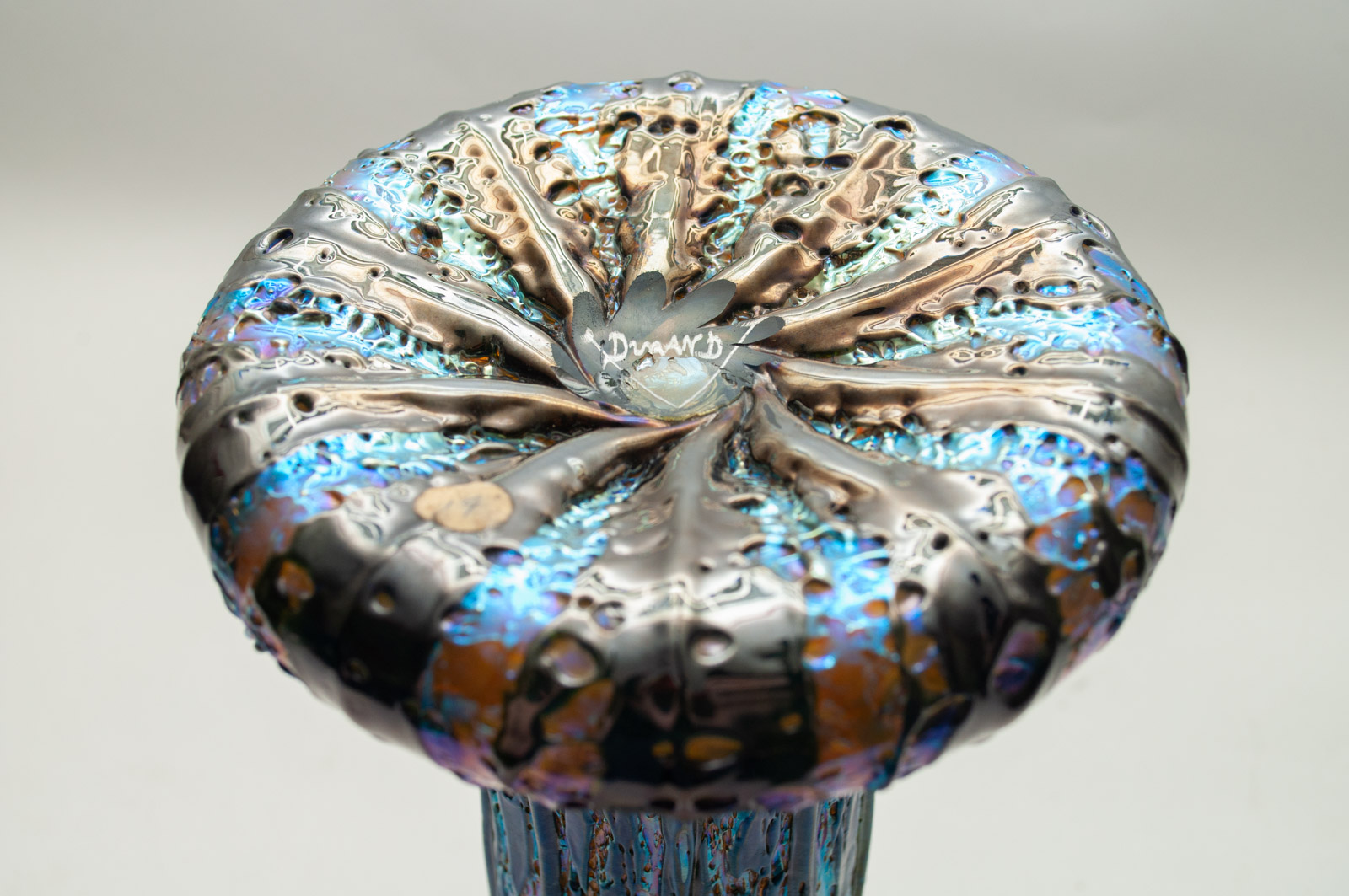 Durand Blue 'Moorish Crackle' Glass Vase