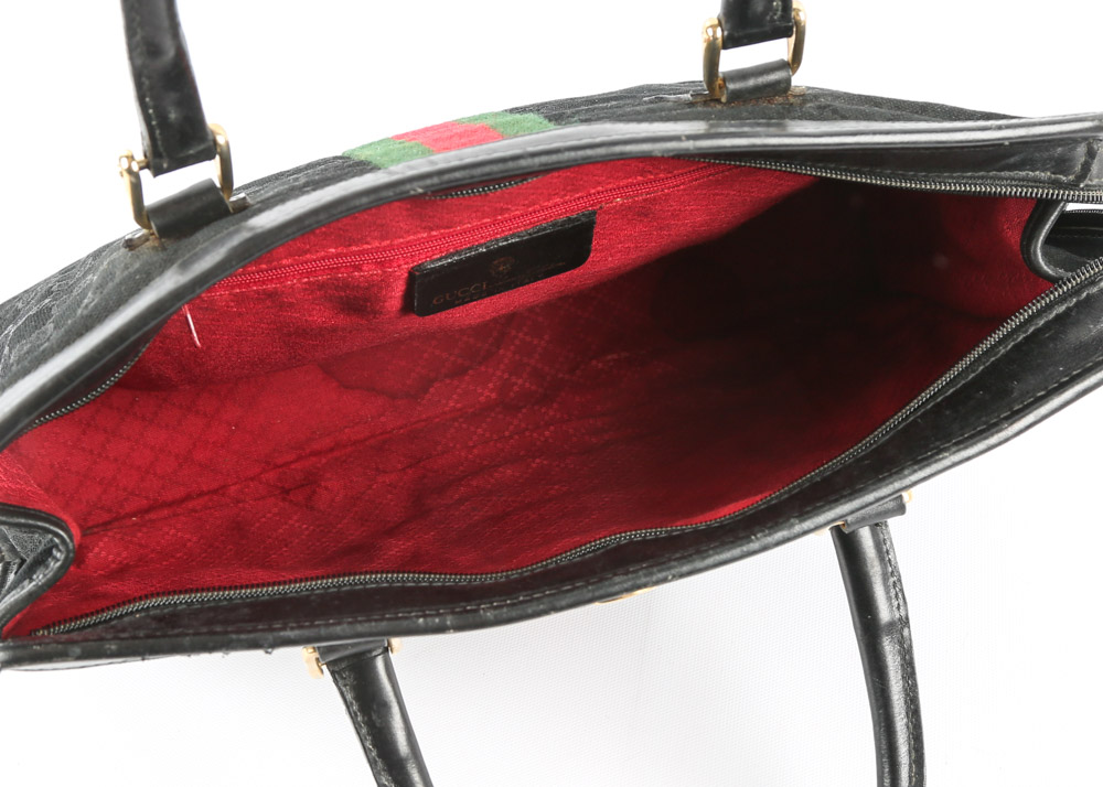 Vintage Gucci Accessory Collection "GG" Canvas and Leather Top Handle Bag