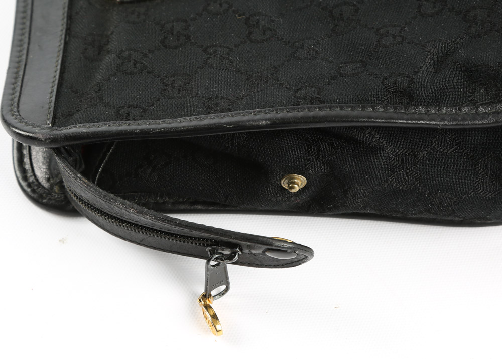 Vintage Gucci Accessory Collection "GG" Canvas and Leather Top Handle Bag