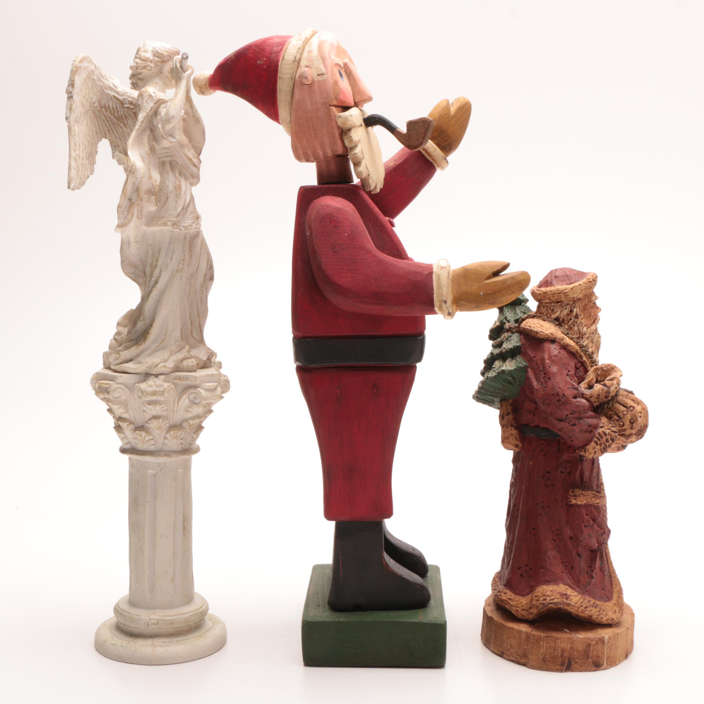 Contemporary Santa Claus and Angel Decorative Figures