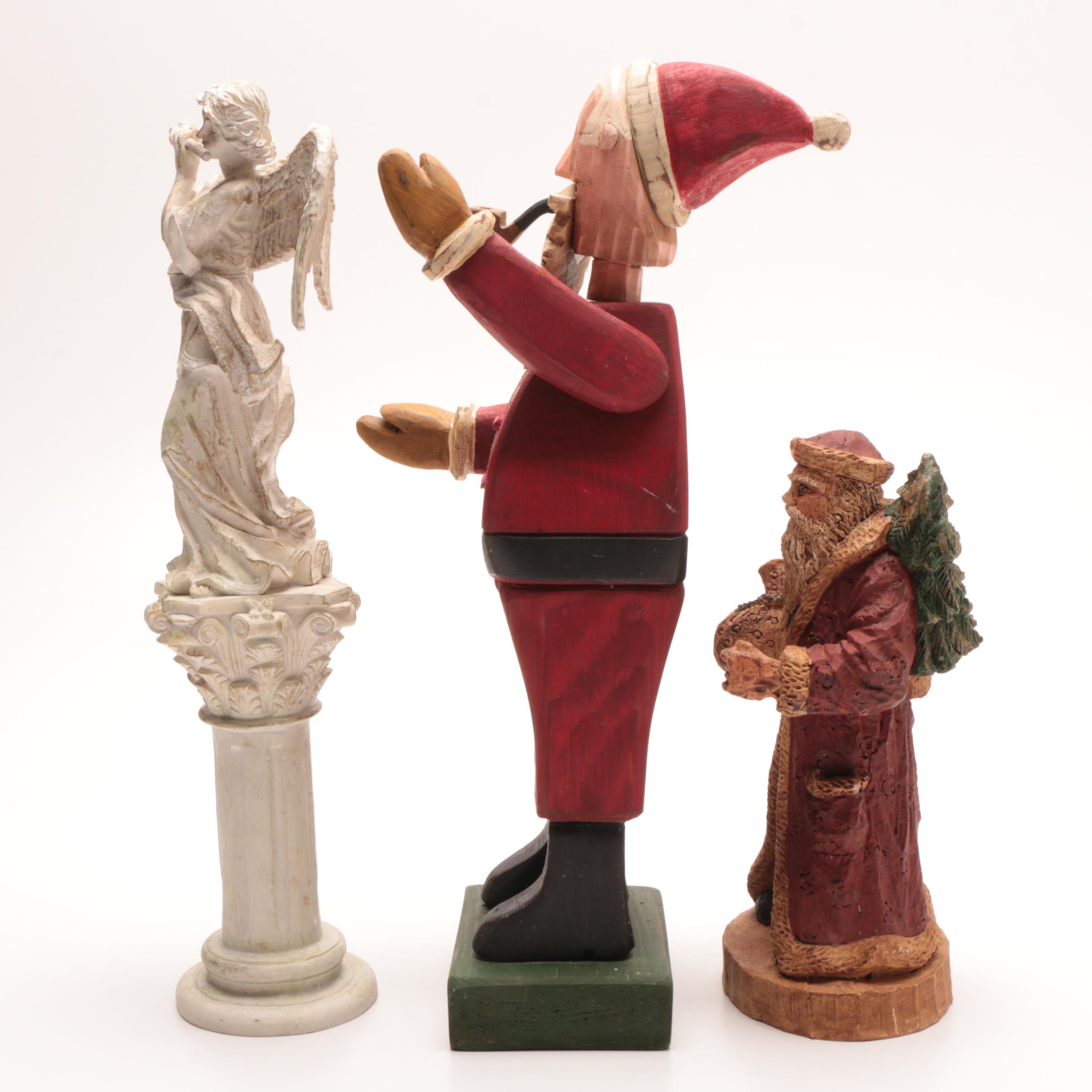 Contemporary Santa Claus and Angel Decorative Figures