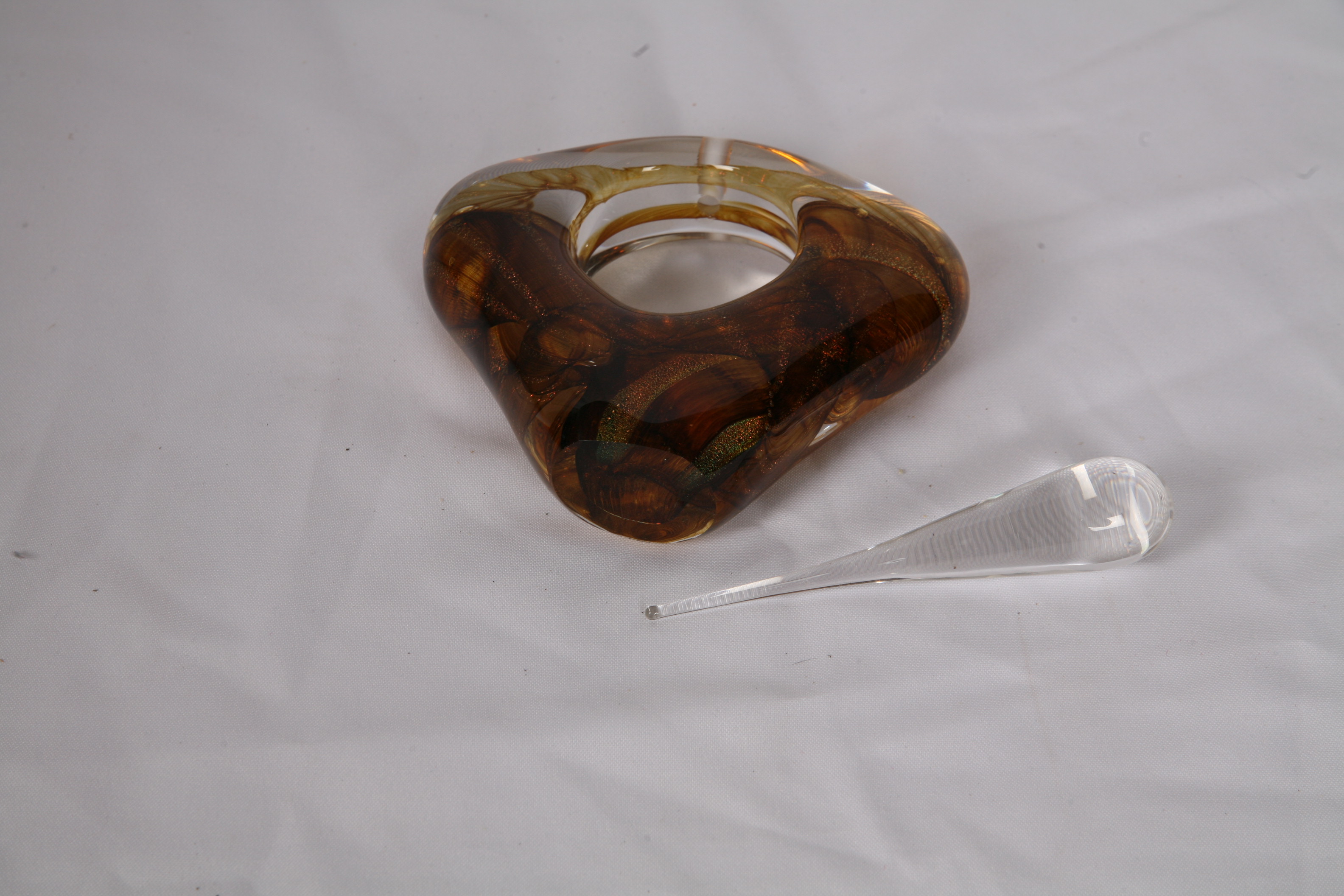 Signed Art Glass Sculpture with Avventurina Accents