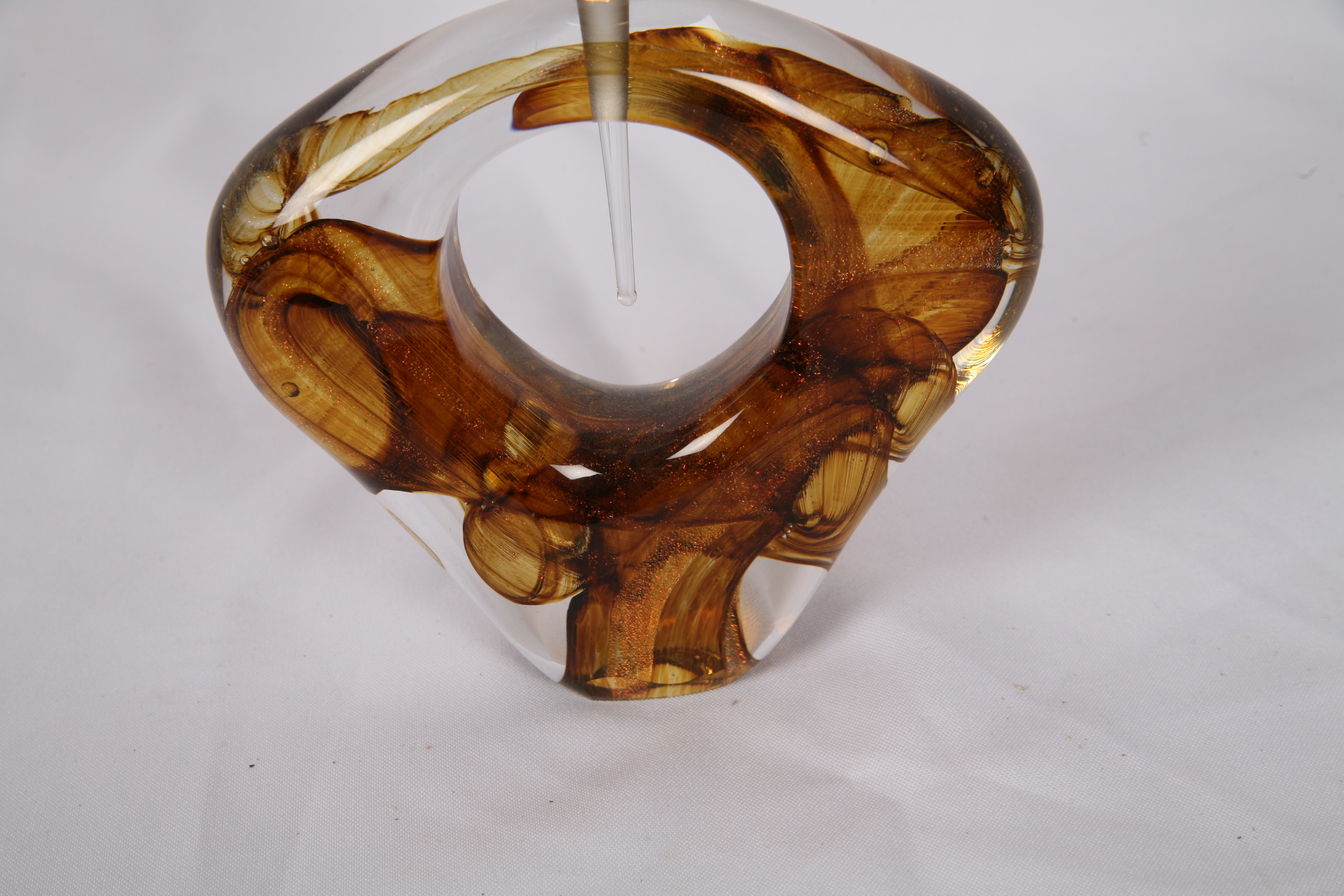 Signed Art Glass Sculpture with Avventurina Accents