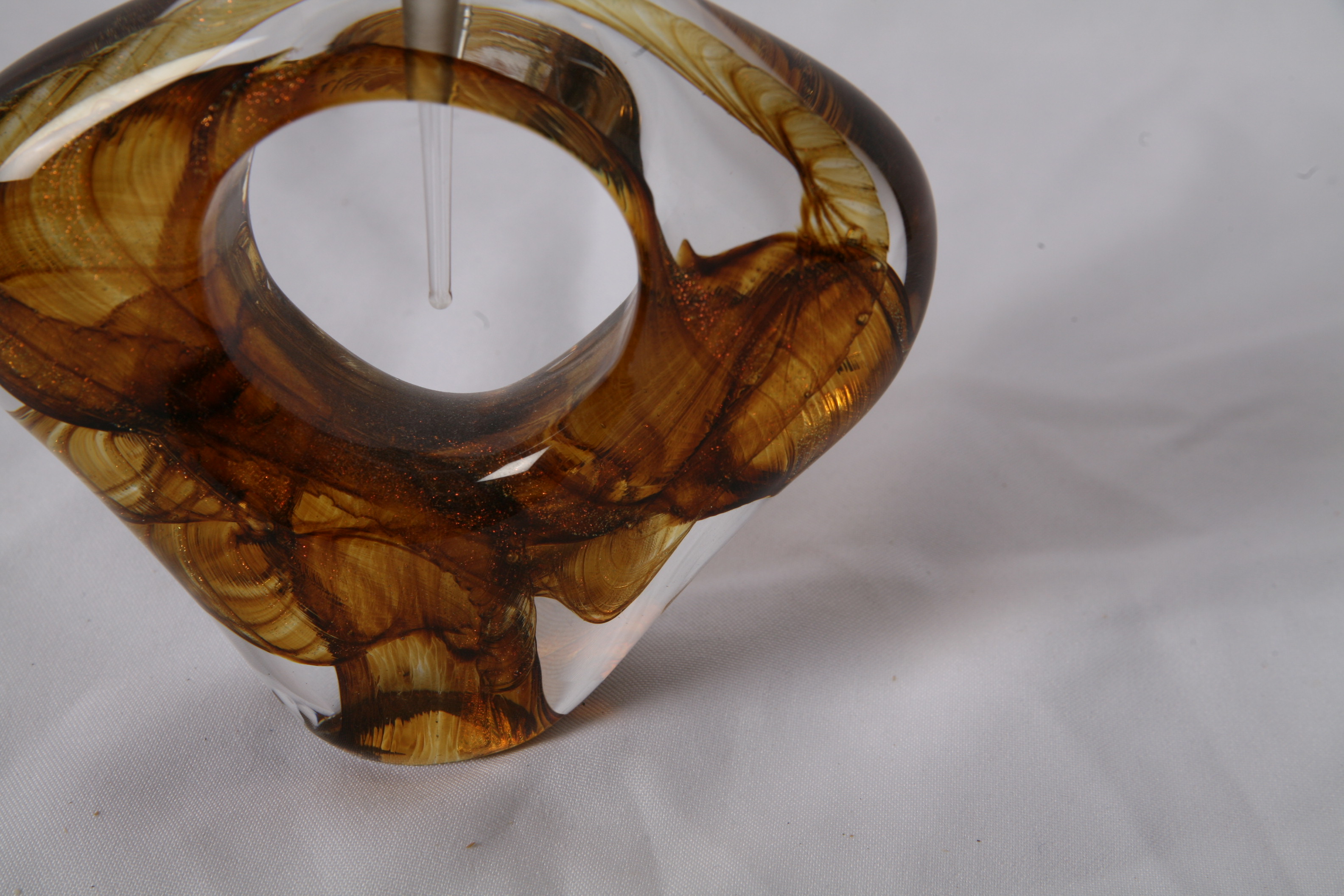 Signed Art Glass Sculpture with Avventurina Accents