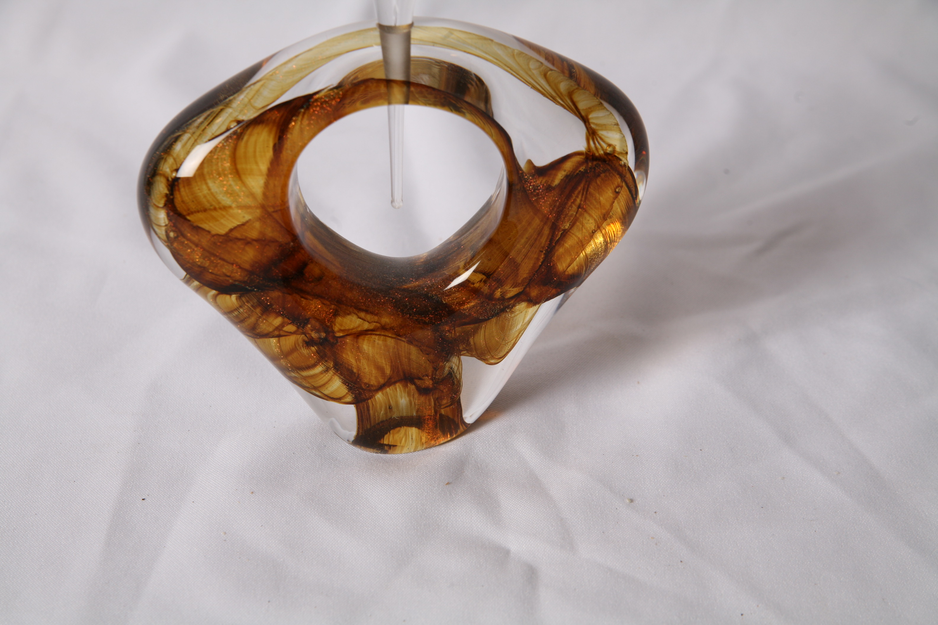 Signed Art Glass Sculpture with Avventurina Accents