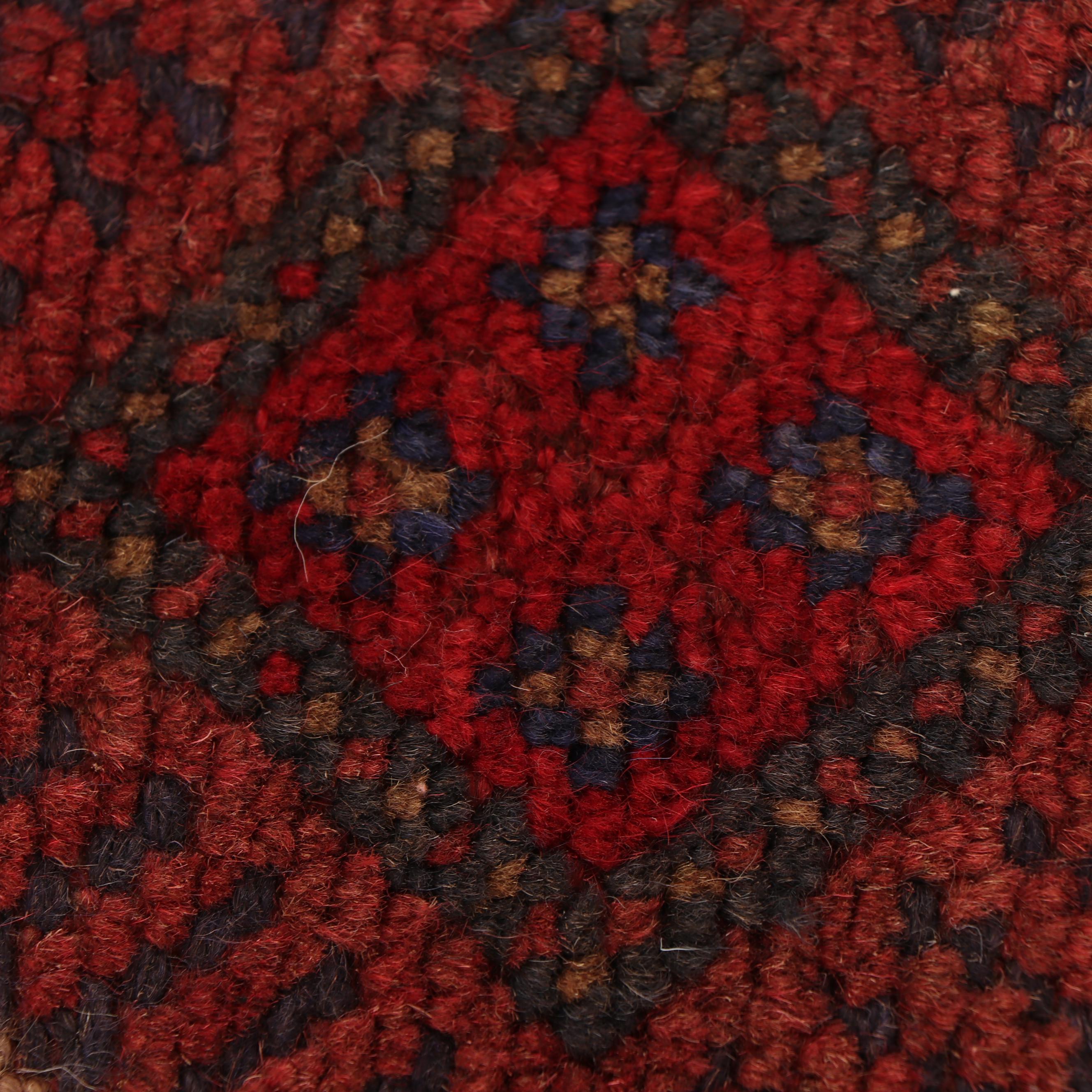 Hand-Knotted and Embroidered Baluch Mashwani Wool Carpet Runner