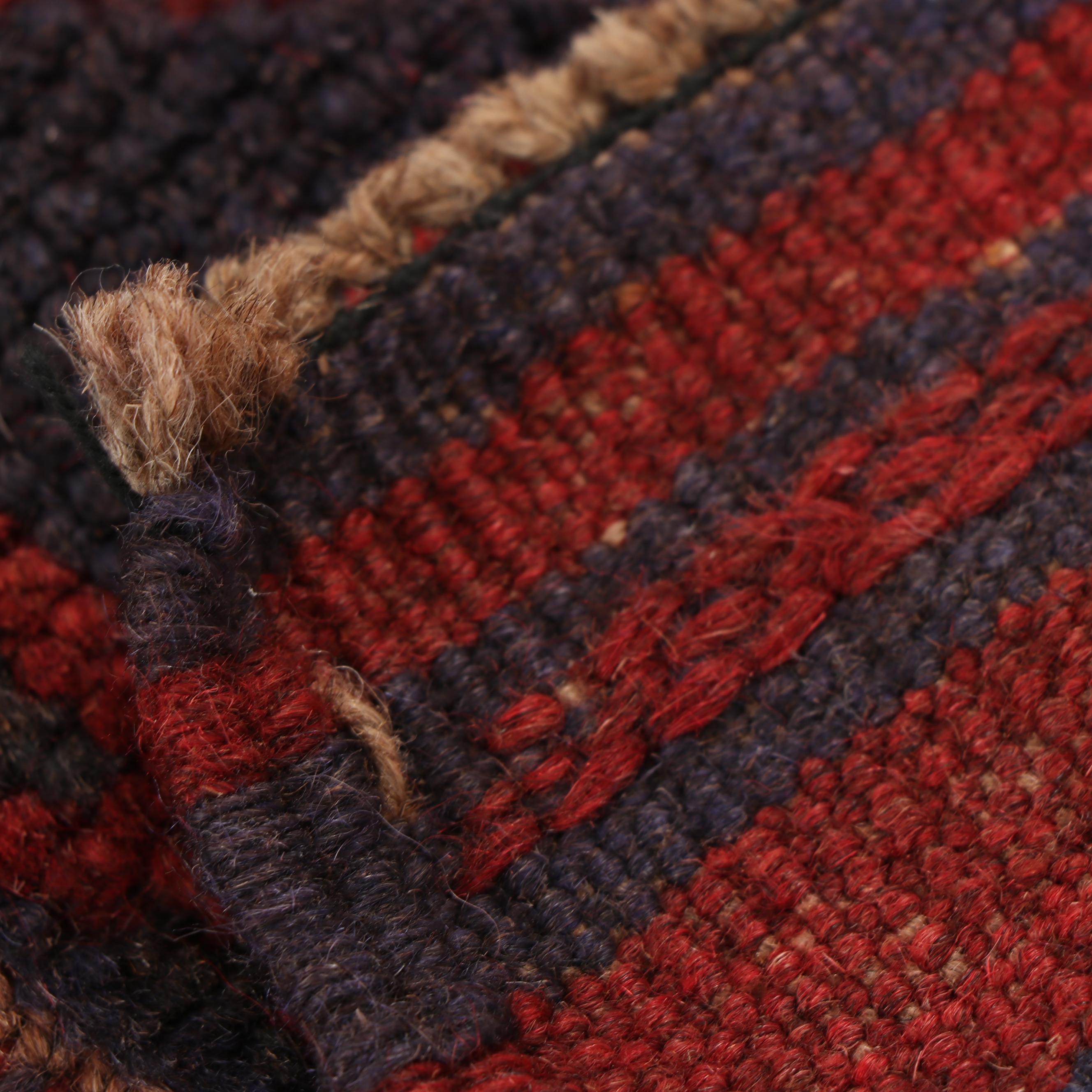 Hand-Knotted and Embroidered Baluch Mashwani Wool Carpet Runner