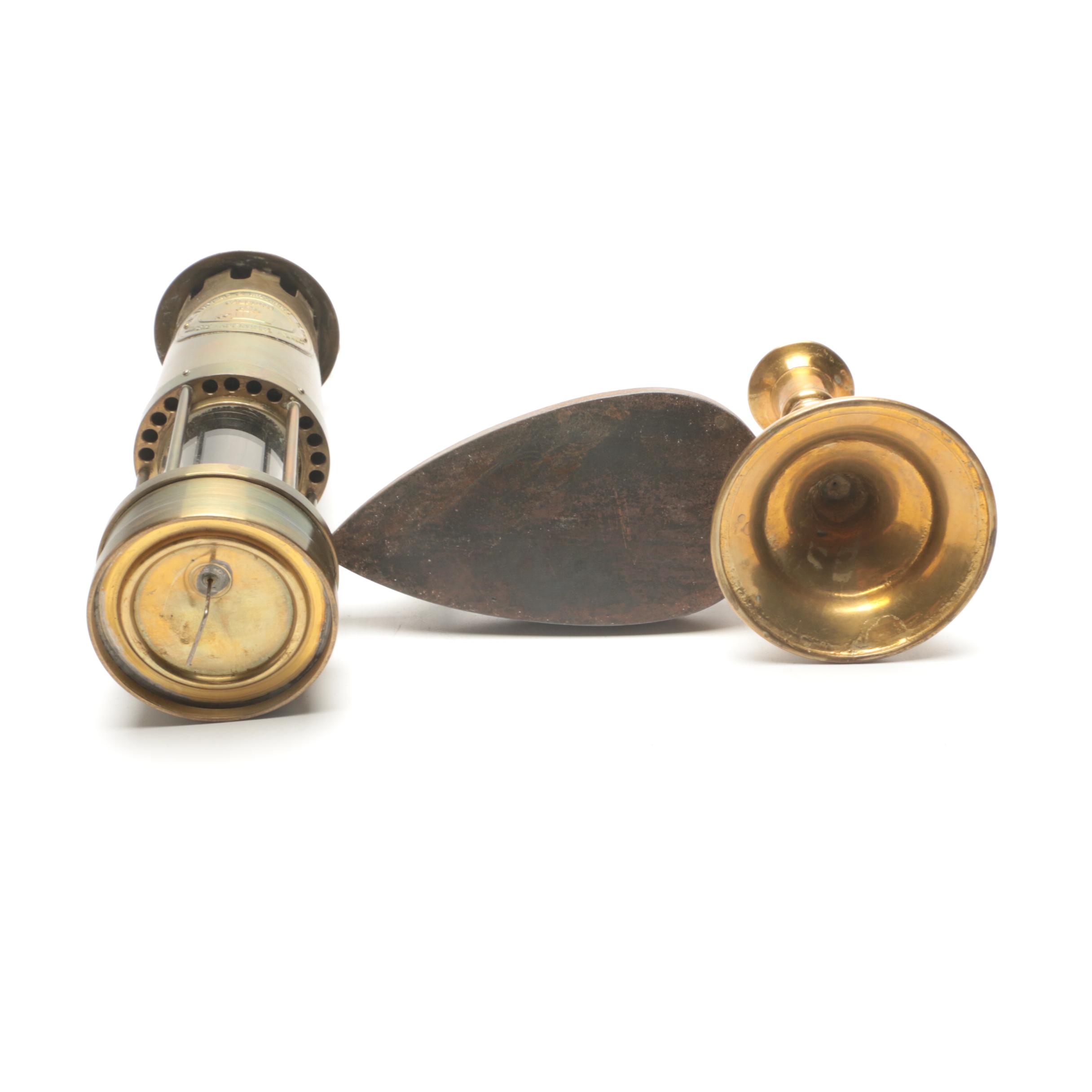 Thomas and WIlliams Welsh Brass Miner's Lamp and Scales