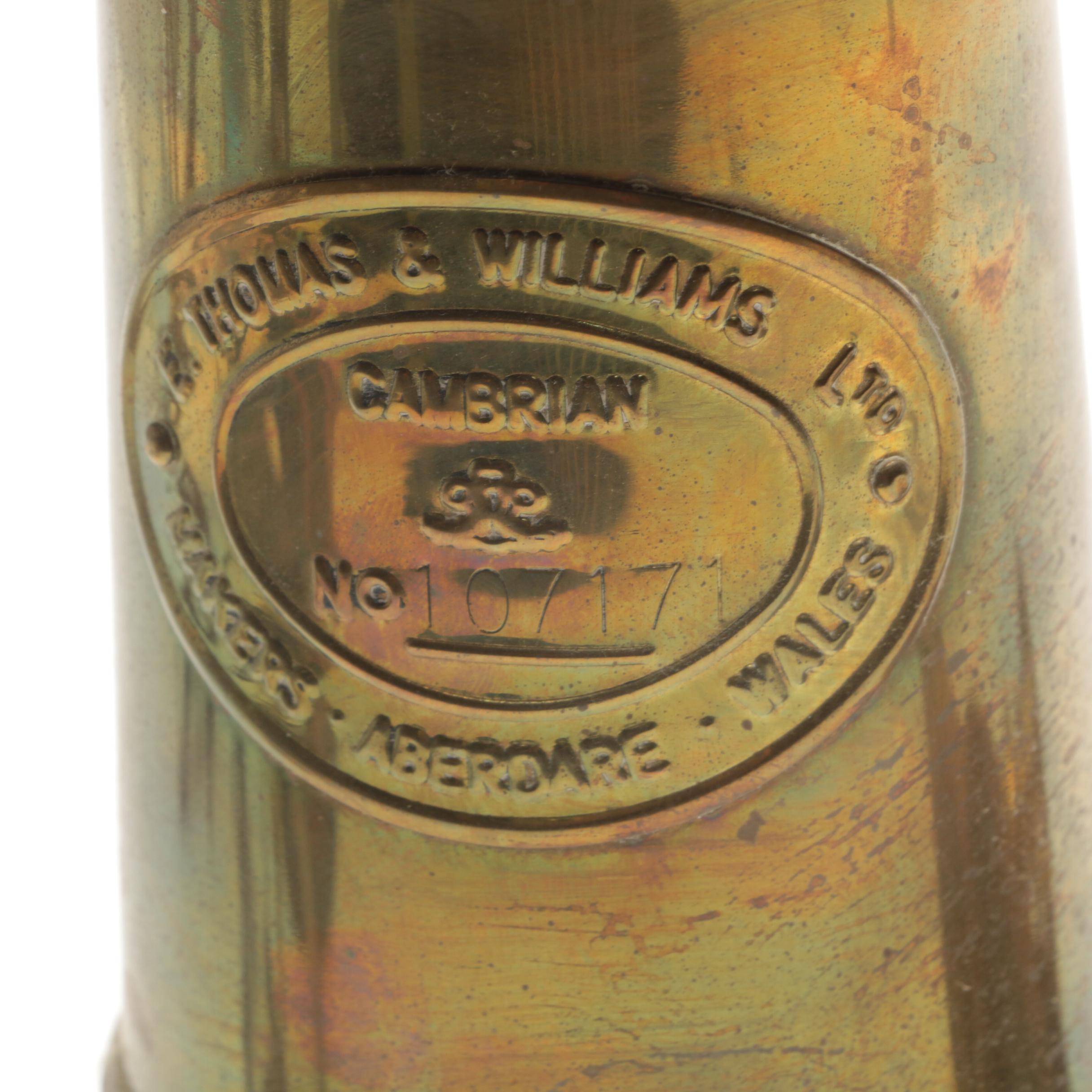 Thomas and WIlliams Welsh Brass Miner's Lamp and Scales