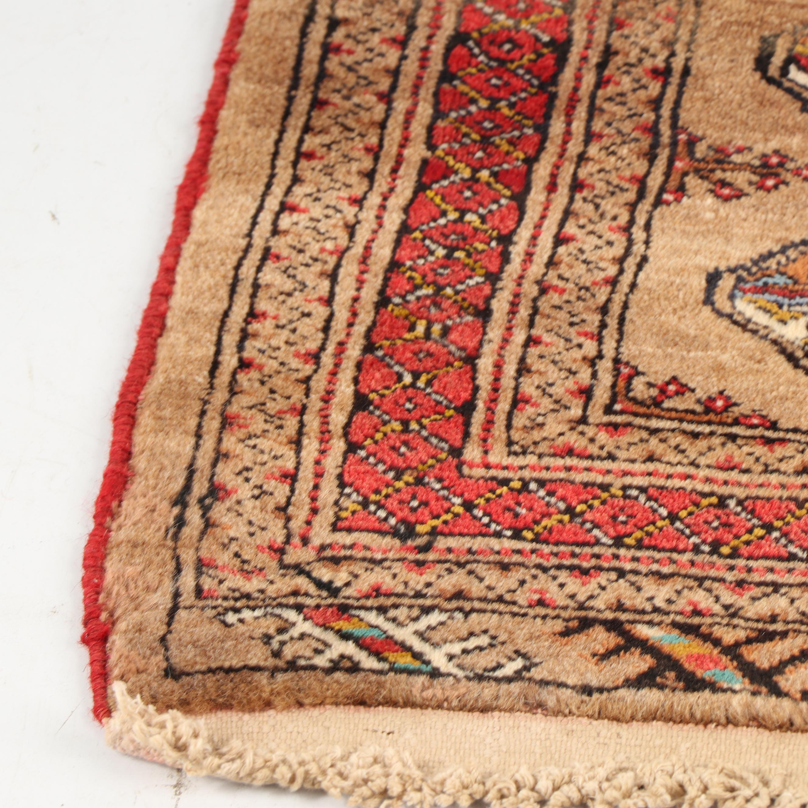 Hand-Knotted Persian Bokhara Wool Accent Rug