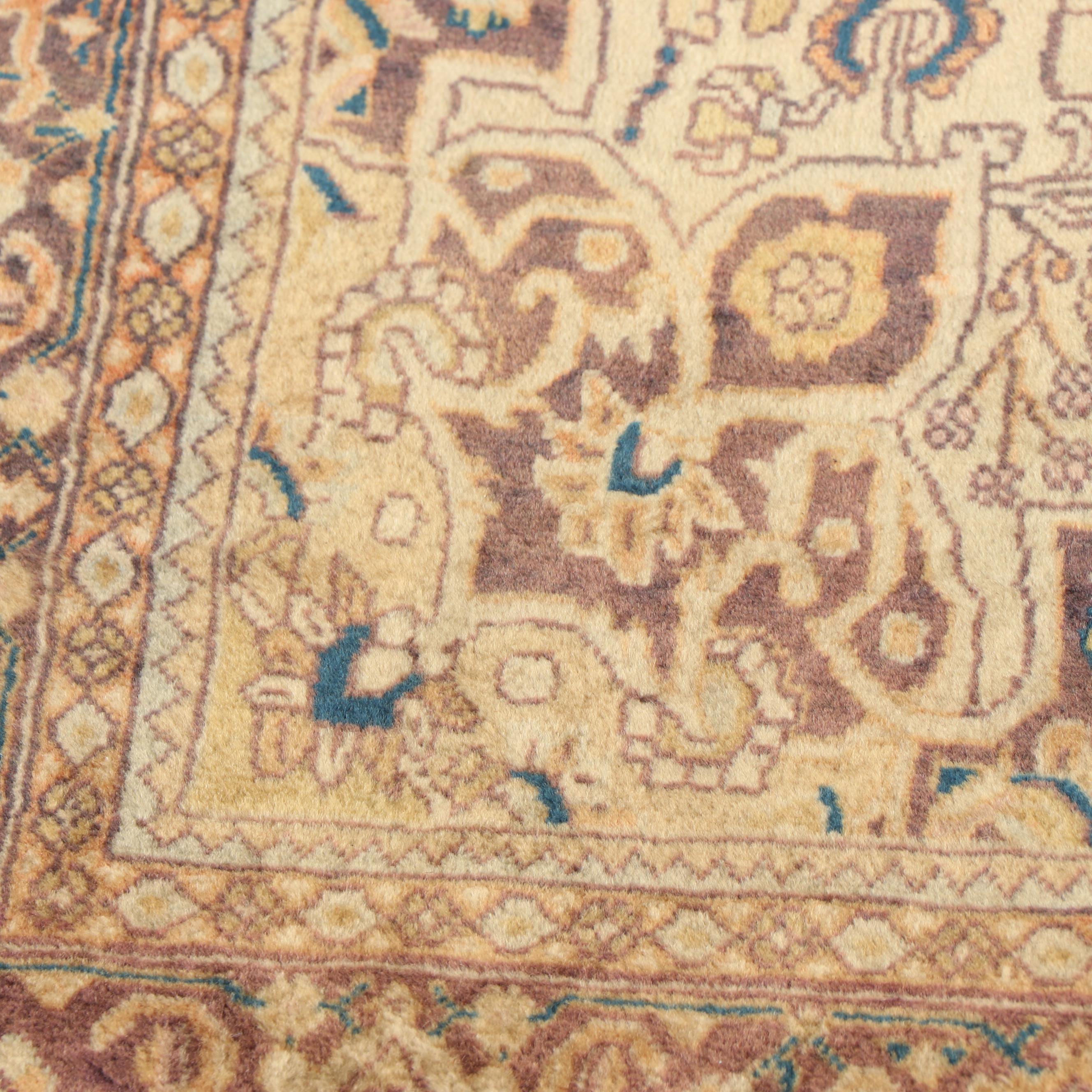 Hand-Knotted Persian Tabriz Wool Accent Rug