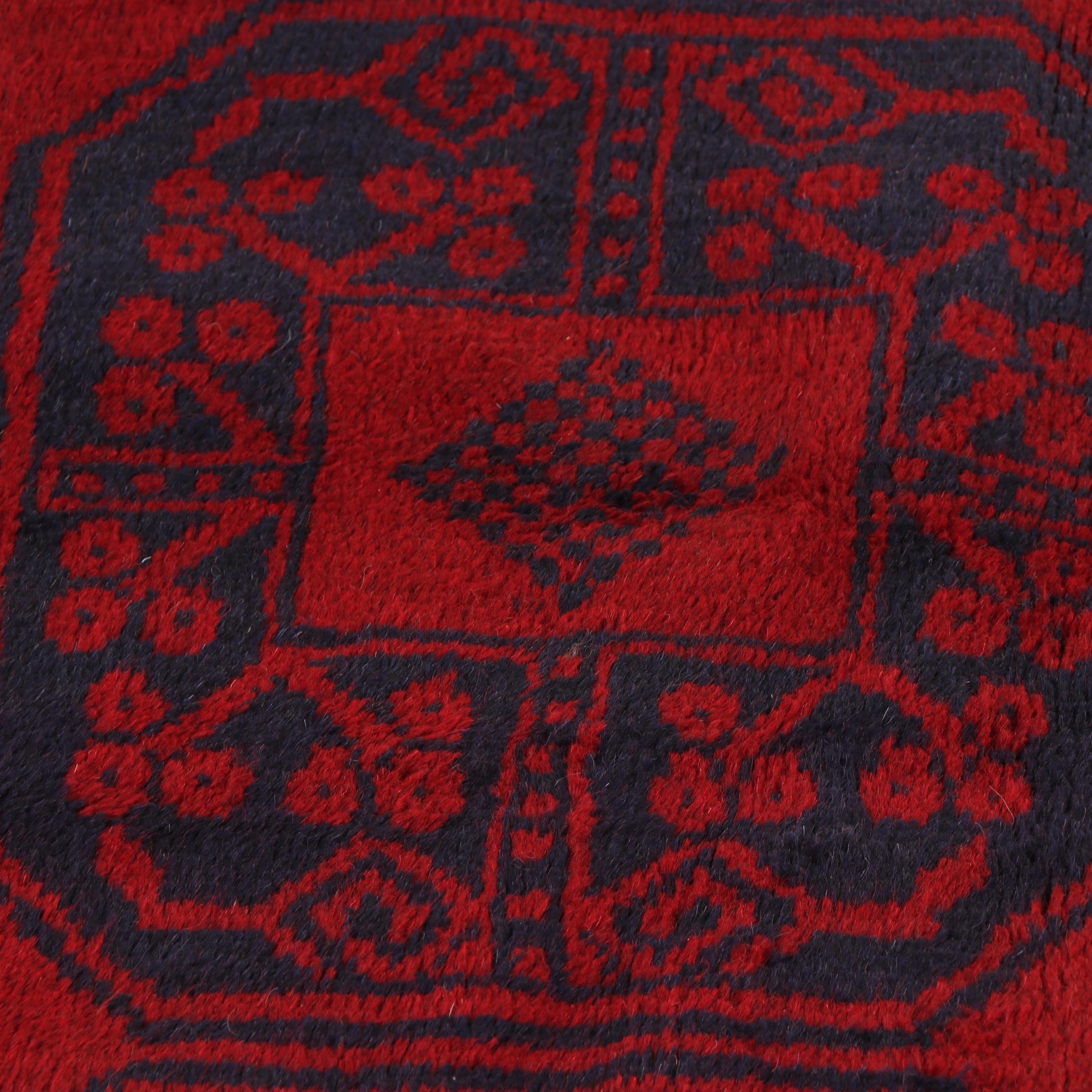Hand-Knotted Afghani Turkmen "Khal Mohammadi" Wool Accent Rug