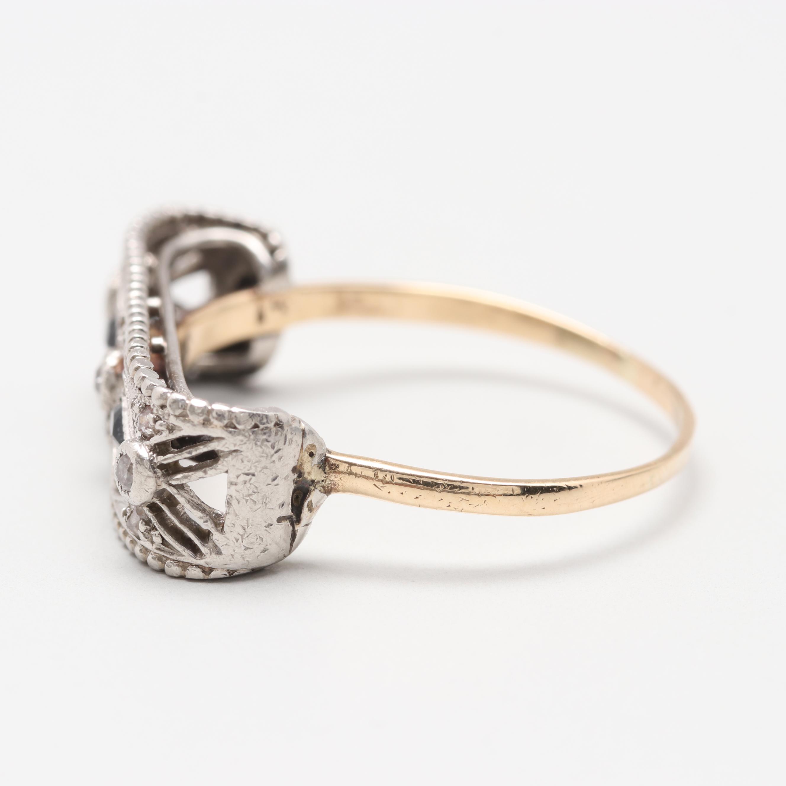 14K and Platinum Diamond and Black Onyx Ring