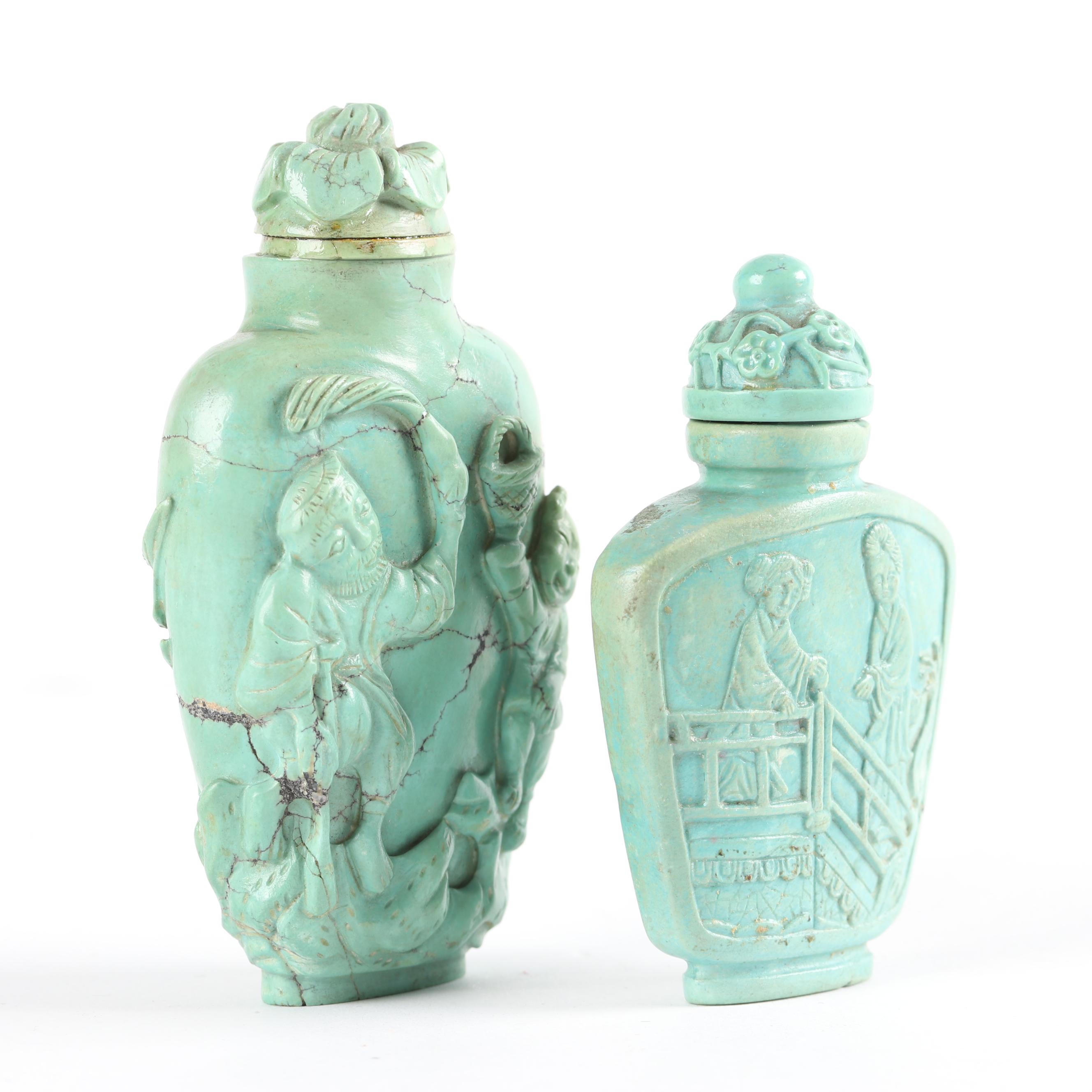 Chinese Carved Turquoise Snuff Bottles