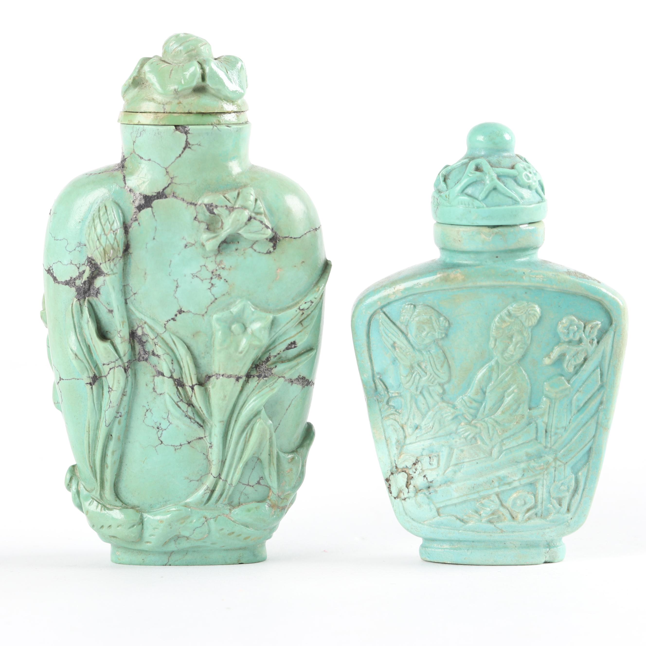 Chinese Carved Turquoise Snuff Bottles