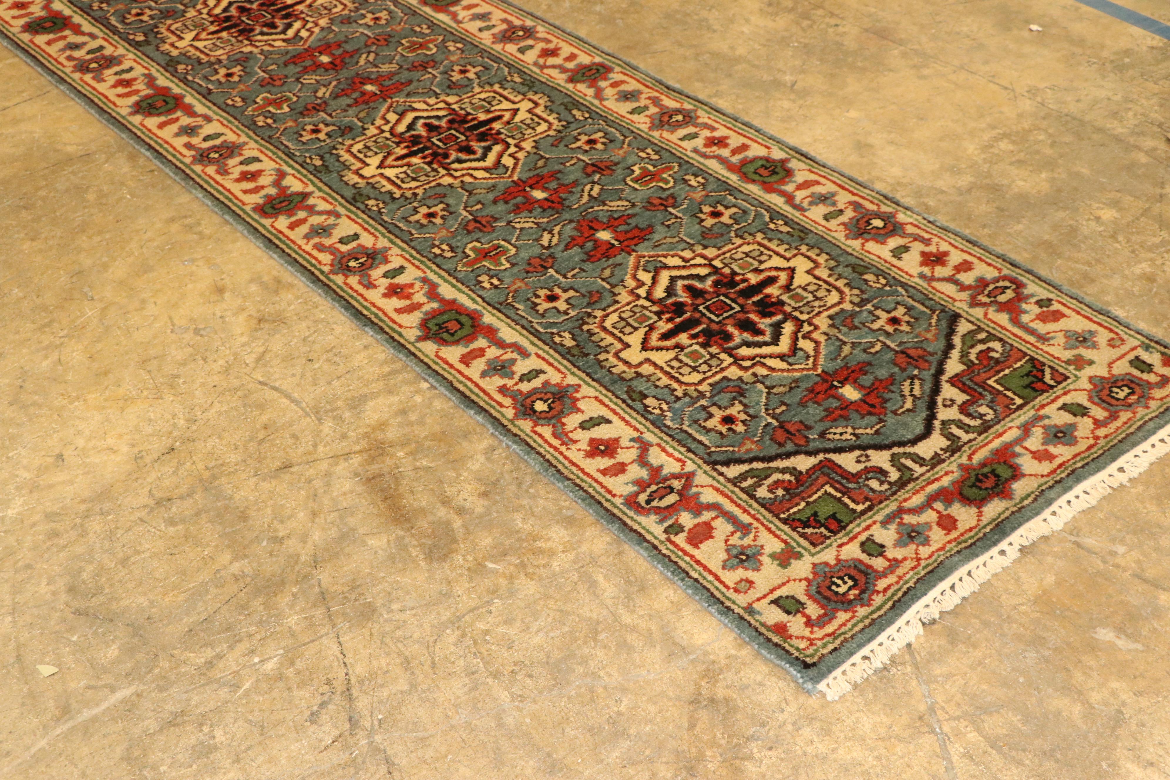 Hand-Knotted Bakhshayesh Heriz Wool Carpet Runner