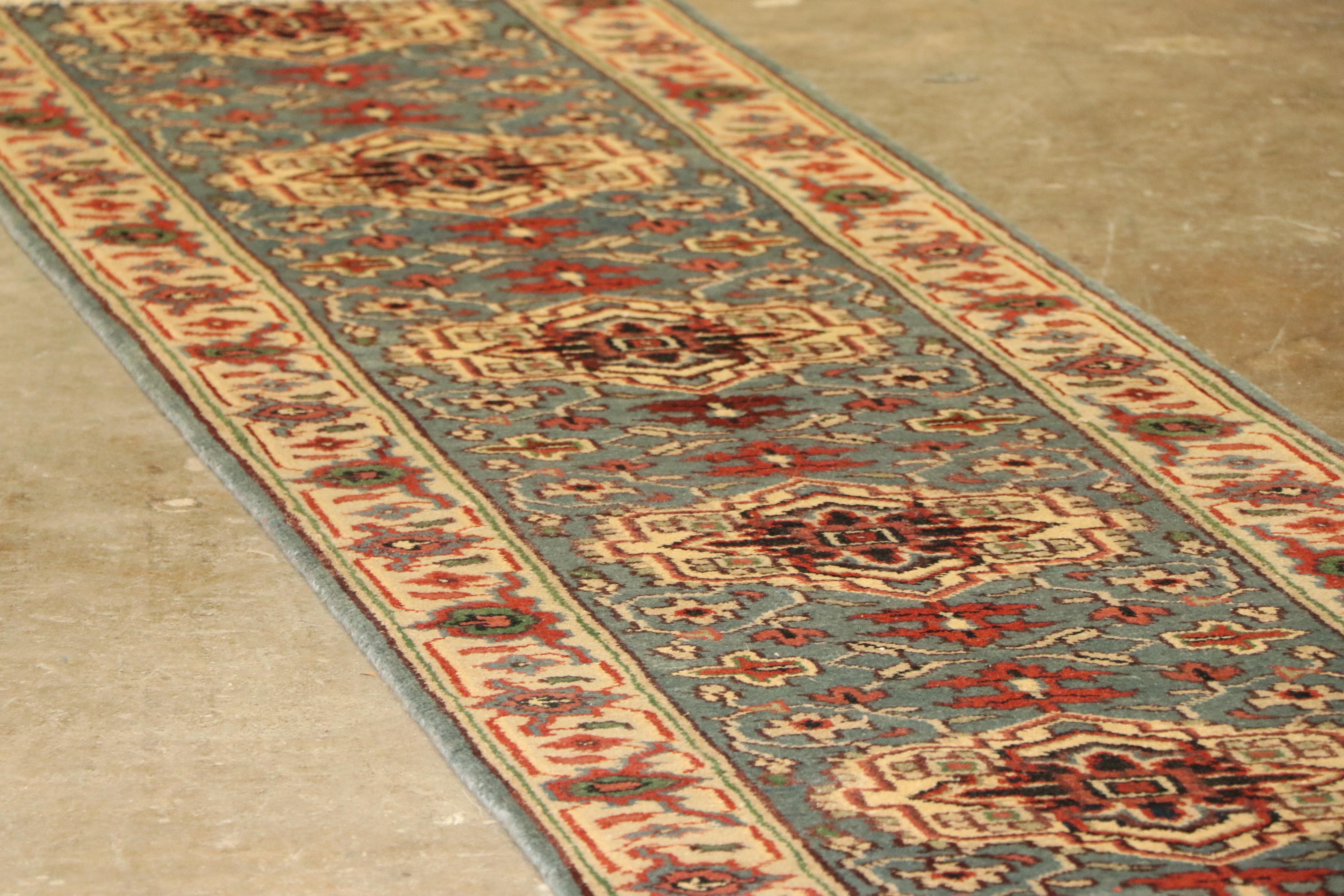 Hand-Knotted Bakhshayesh Heriz Wool Carpet Runner