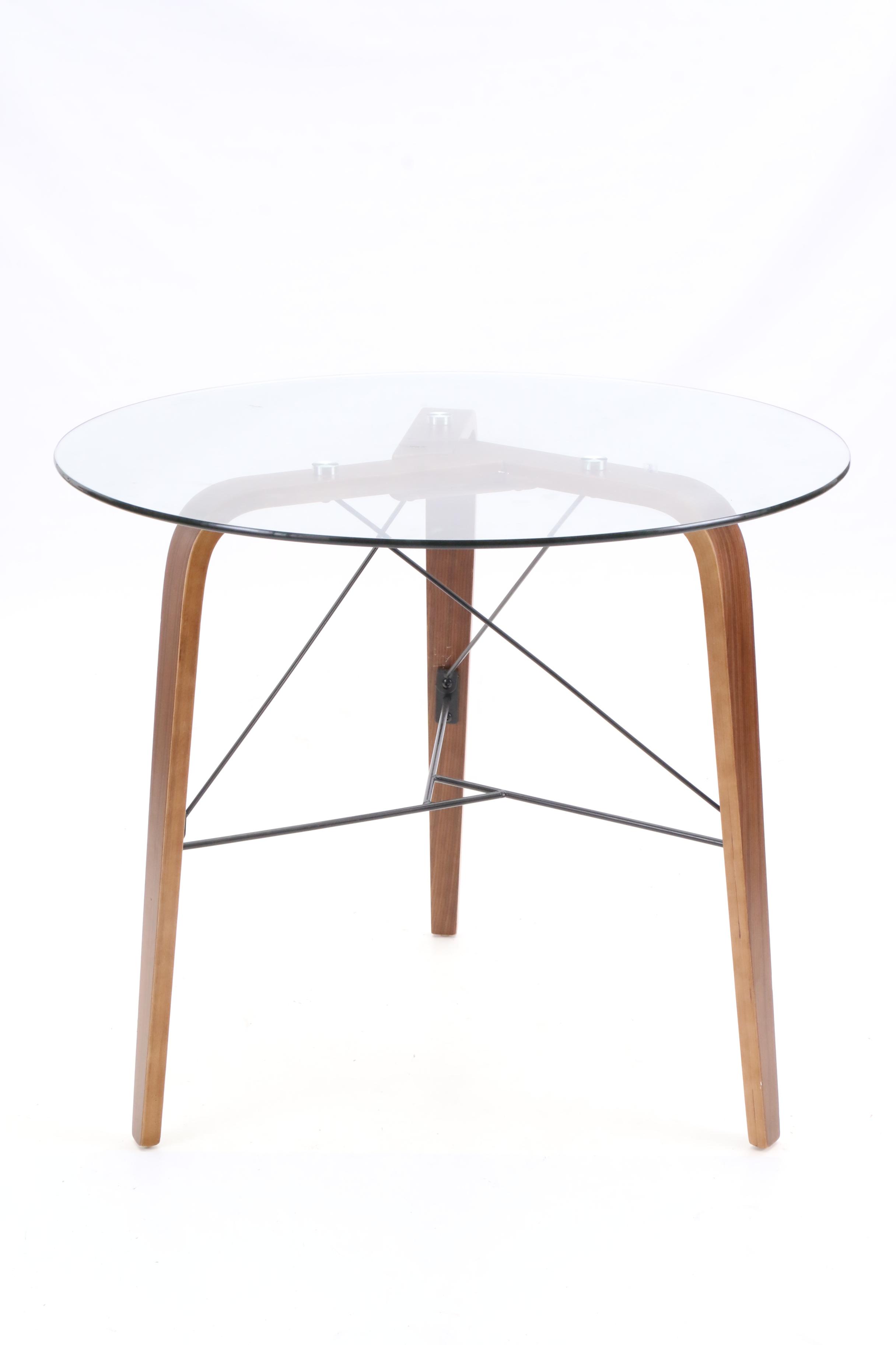 Modern Style Glass Top Table and Swivel Bar Height Chairs by Armen Living