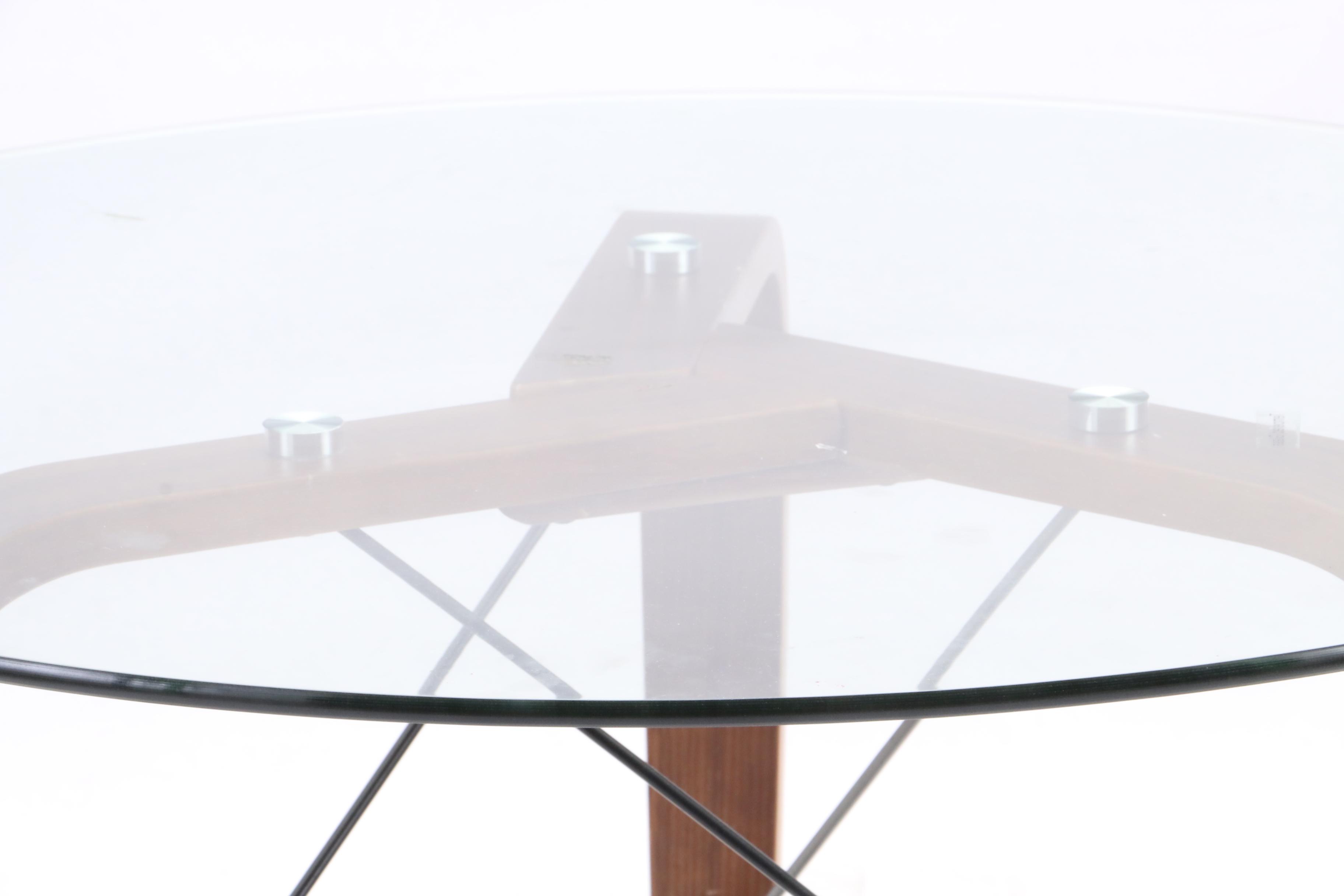 Modern Style Glass Top Table and Swivel Bar Height Chairs by Armen Living