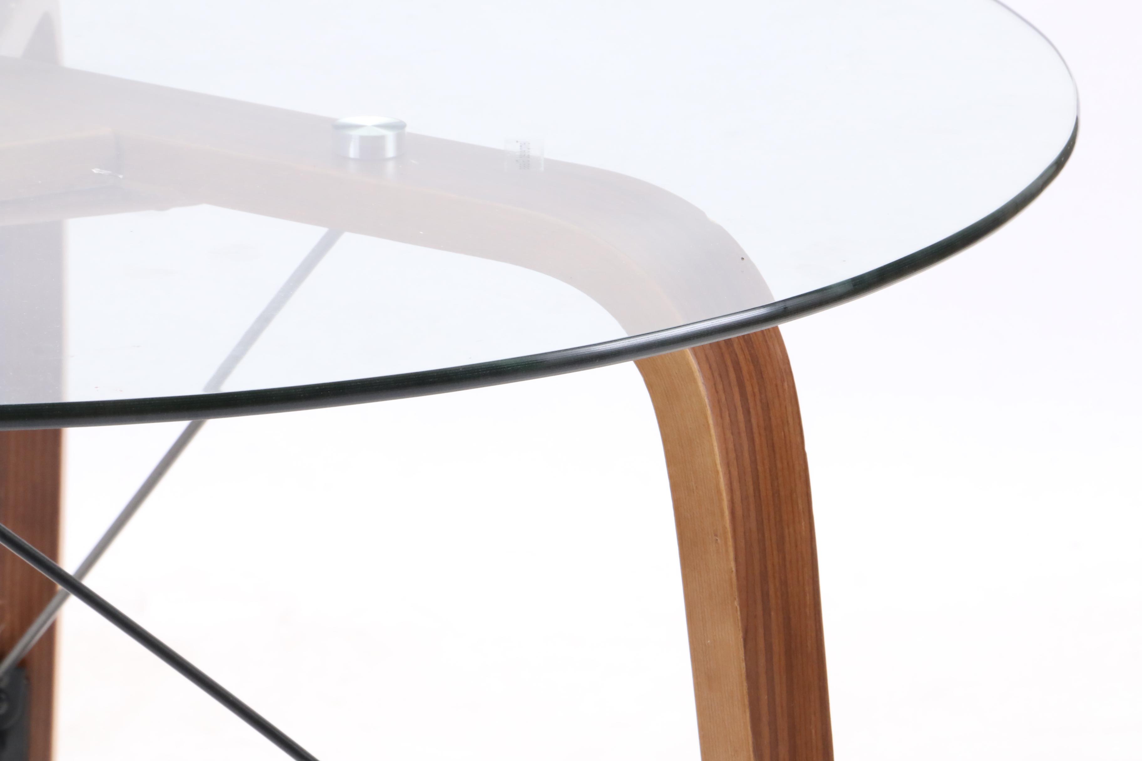 Modern Style Glass Top Table and Swivel Bar Height Chairs by Armen Living