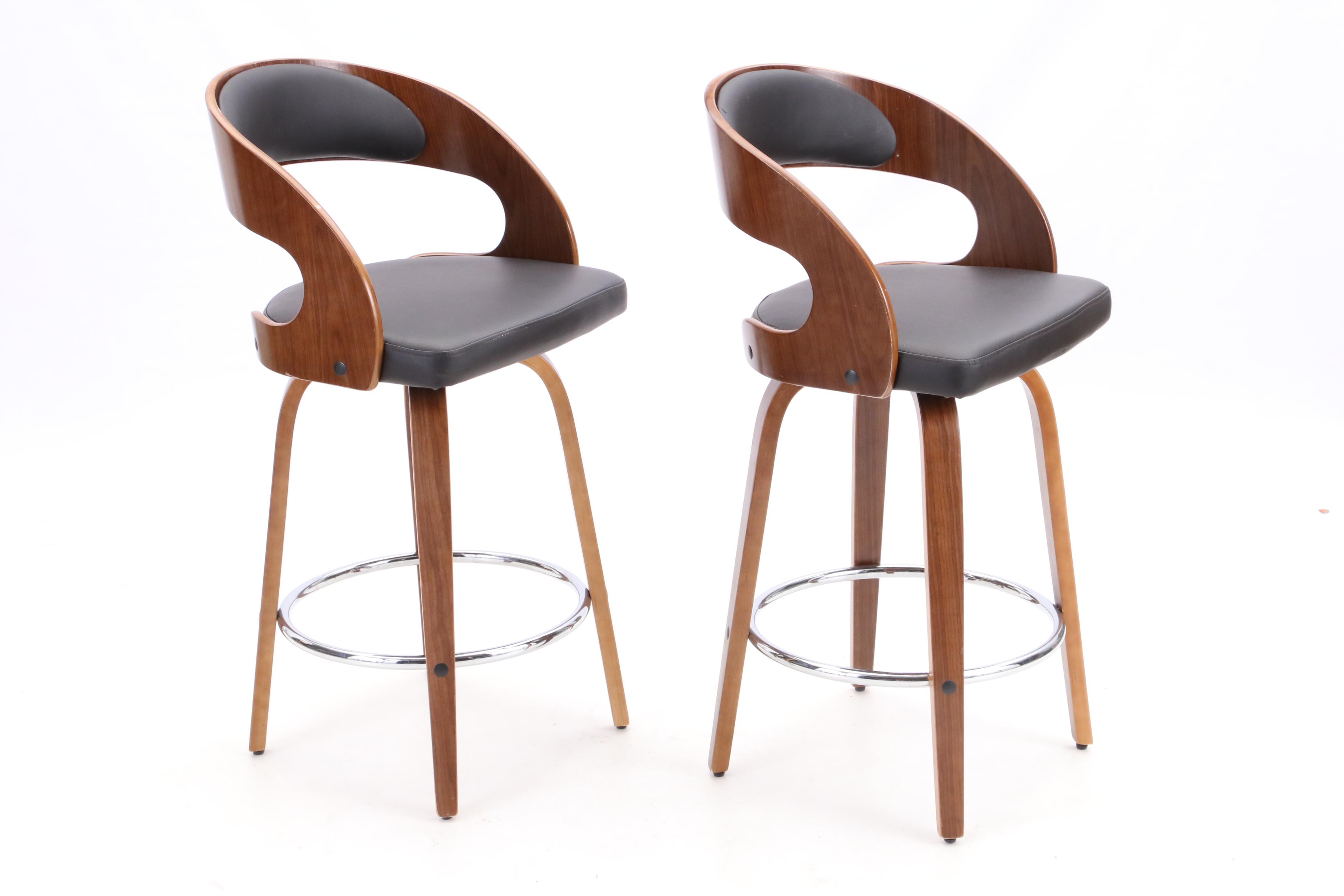 Modern Style Glass Top Table and Swivel Bar Height Chairs by Armen Living