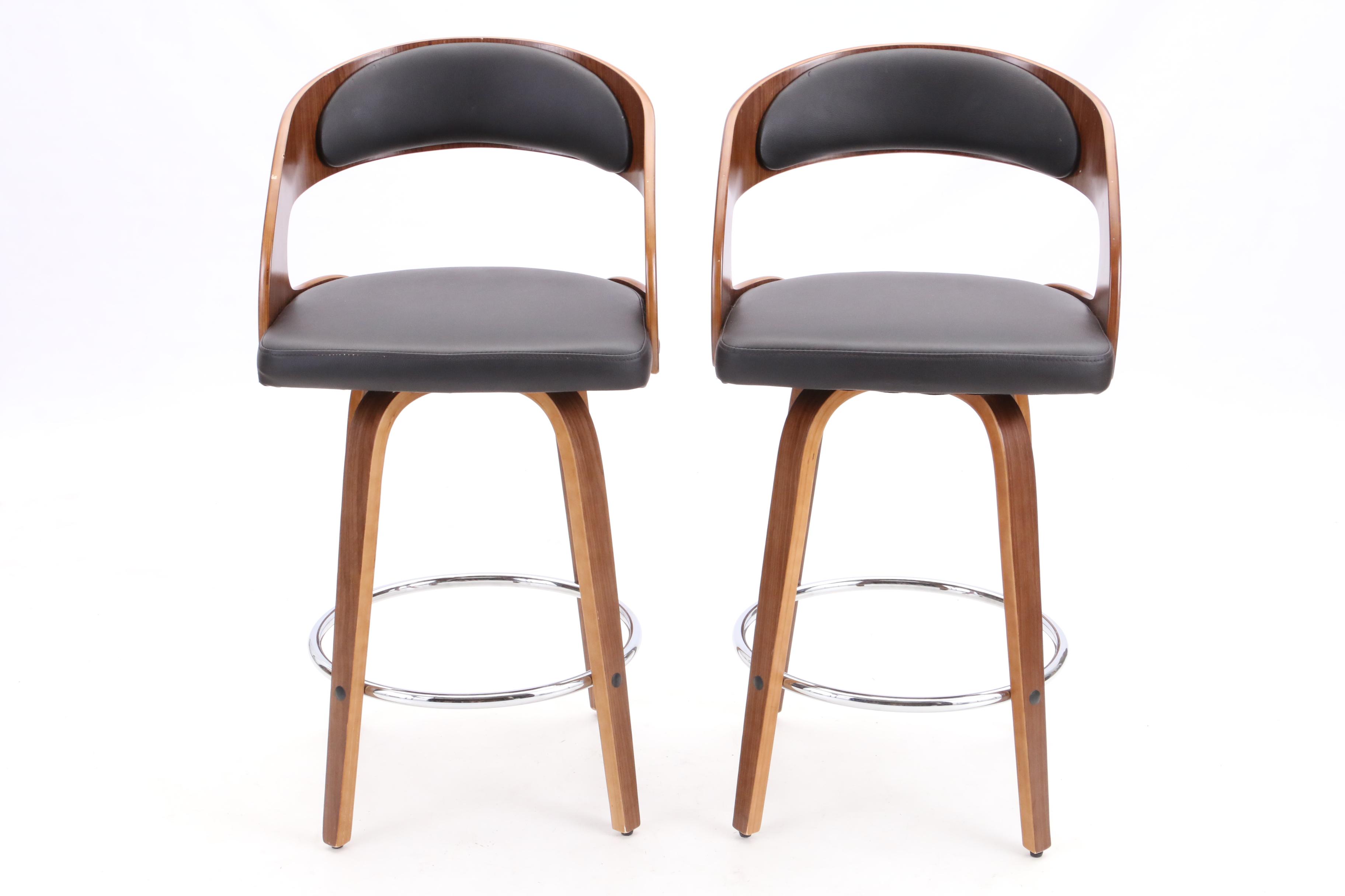 Modern Style Glass Top Table and Swivel Bar Height Chairs by Armen Living