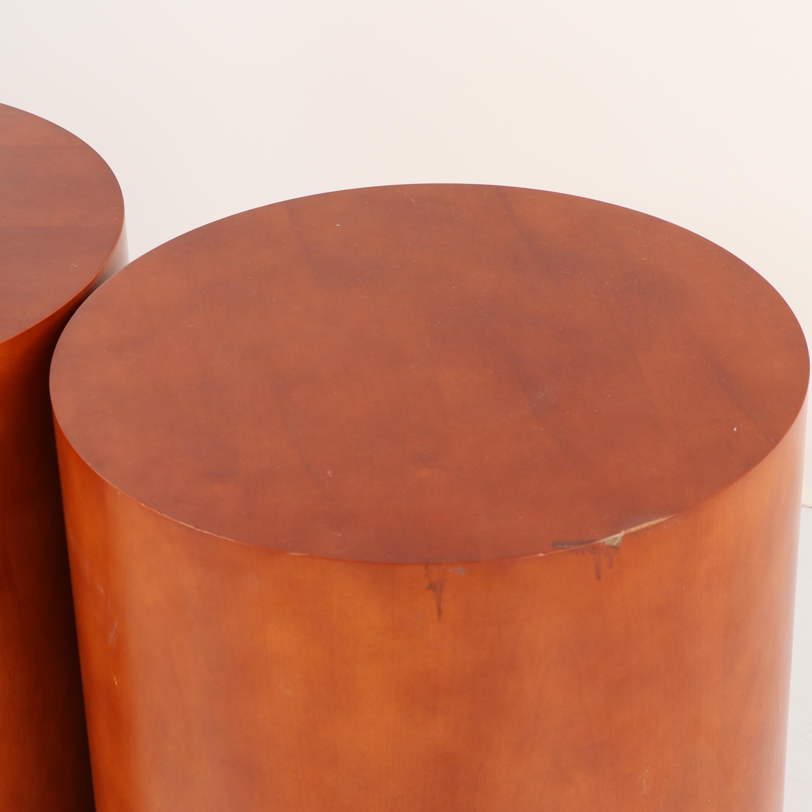 Cylindrical Veneered Accent Tables by Nemschoff
