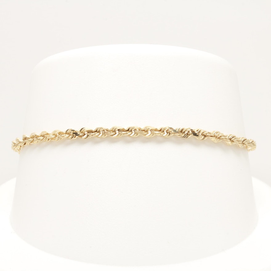 10K Yellow Gold French Rope Chain Bracelet