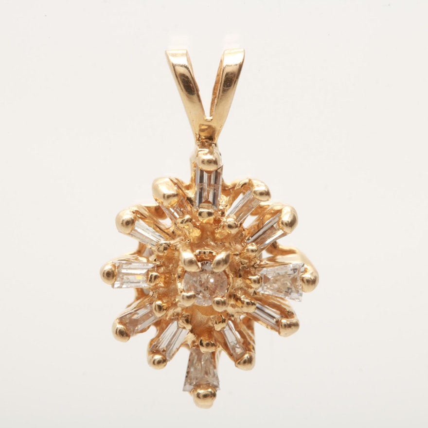 14K Yellow Gold Diamond Pendant