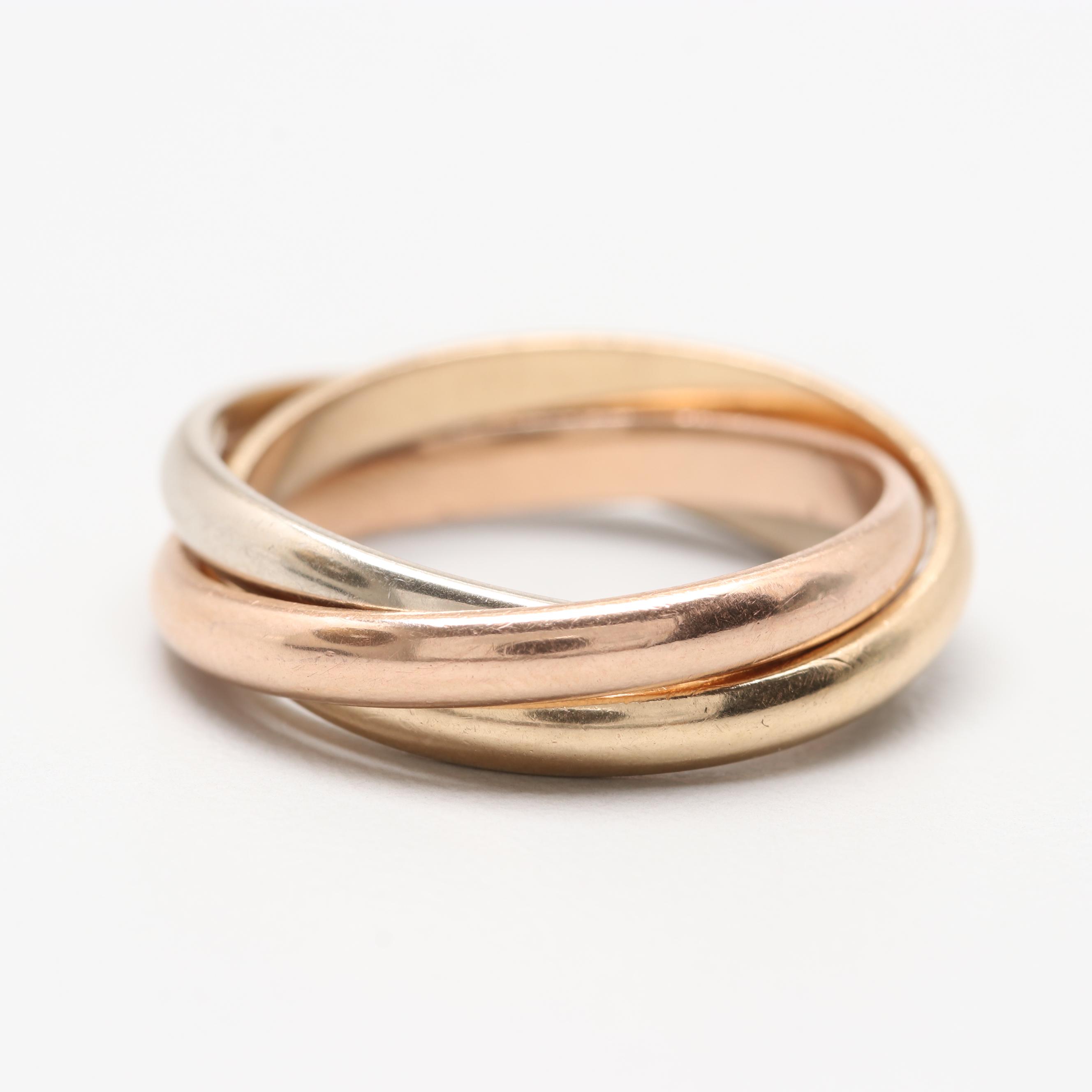 14K Tri Color Gold Rolling Ring