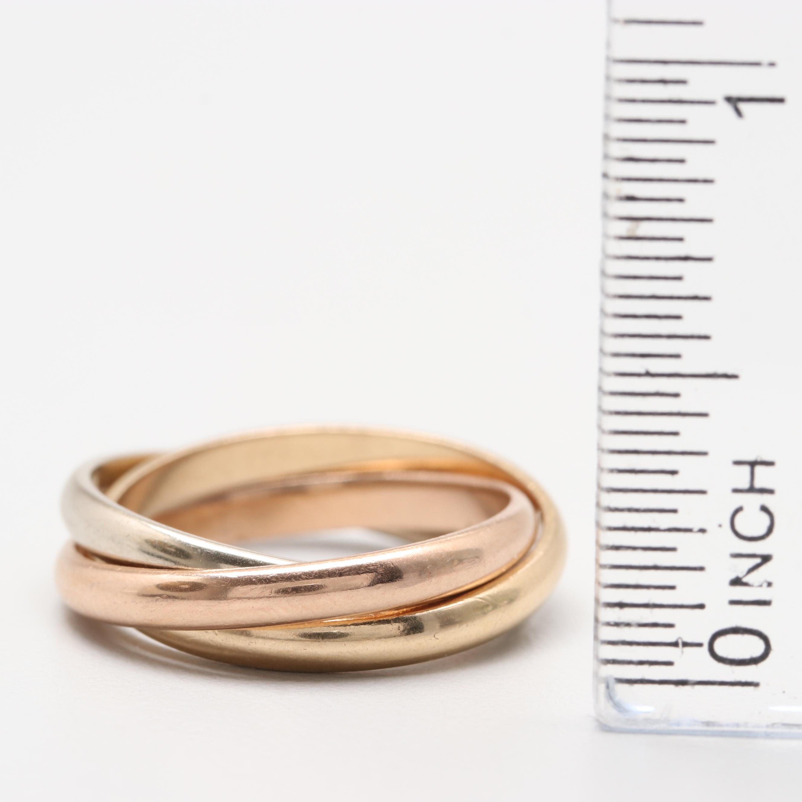 14K Tri Color Gold Rolling Ring