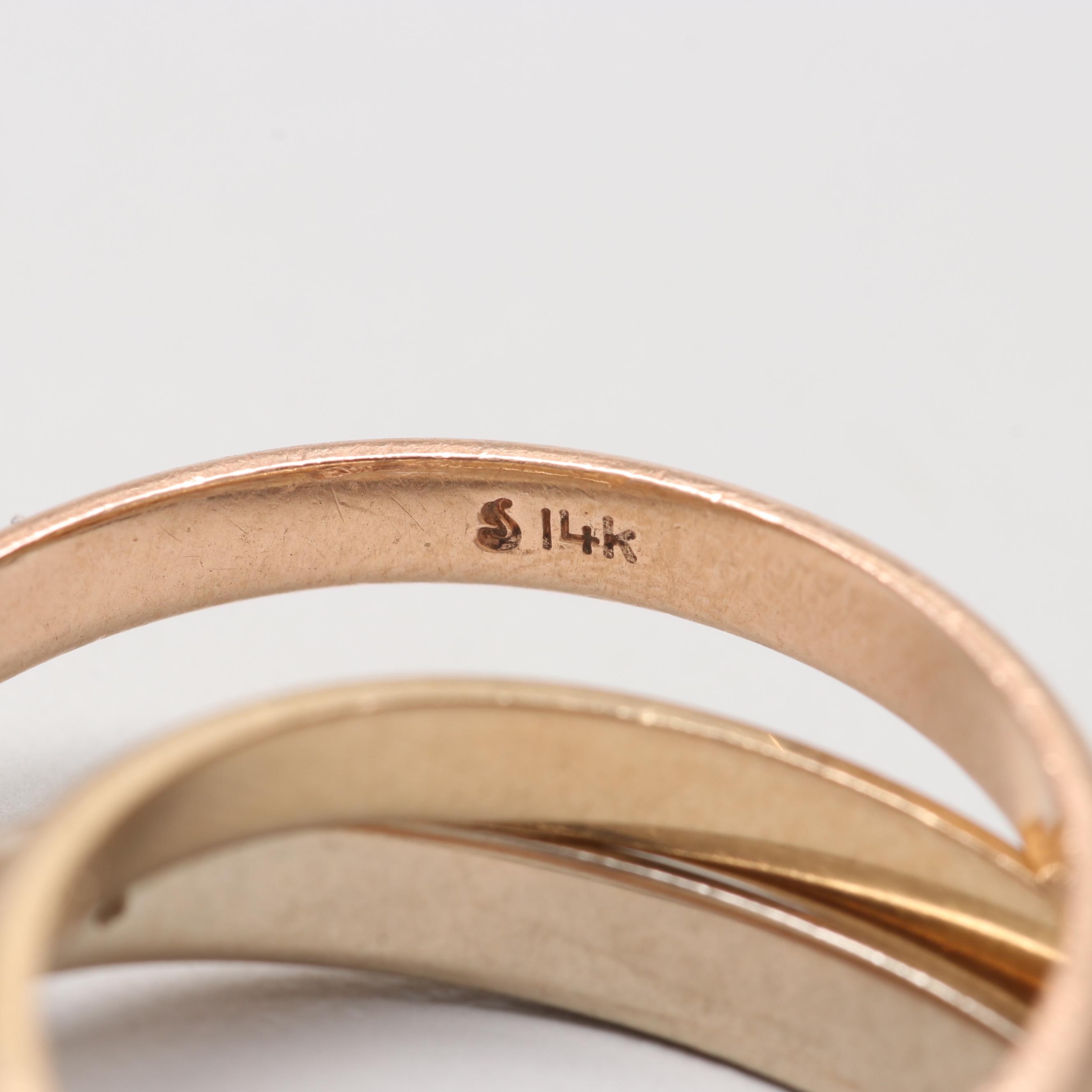14K Tri Color Gold Rolling Ring