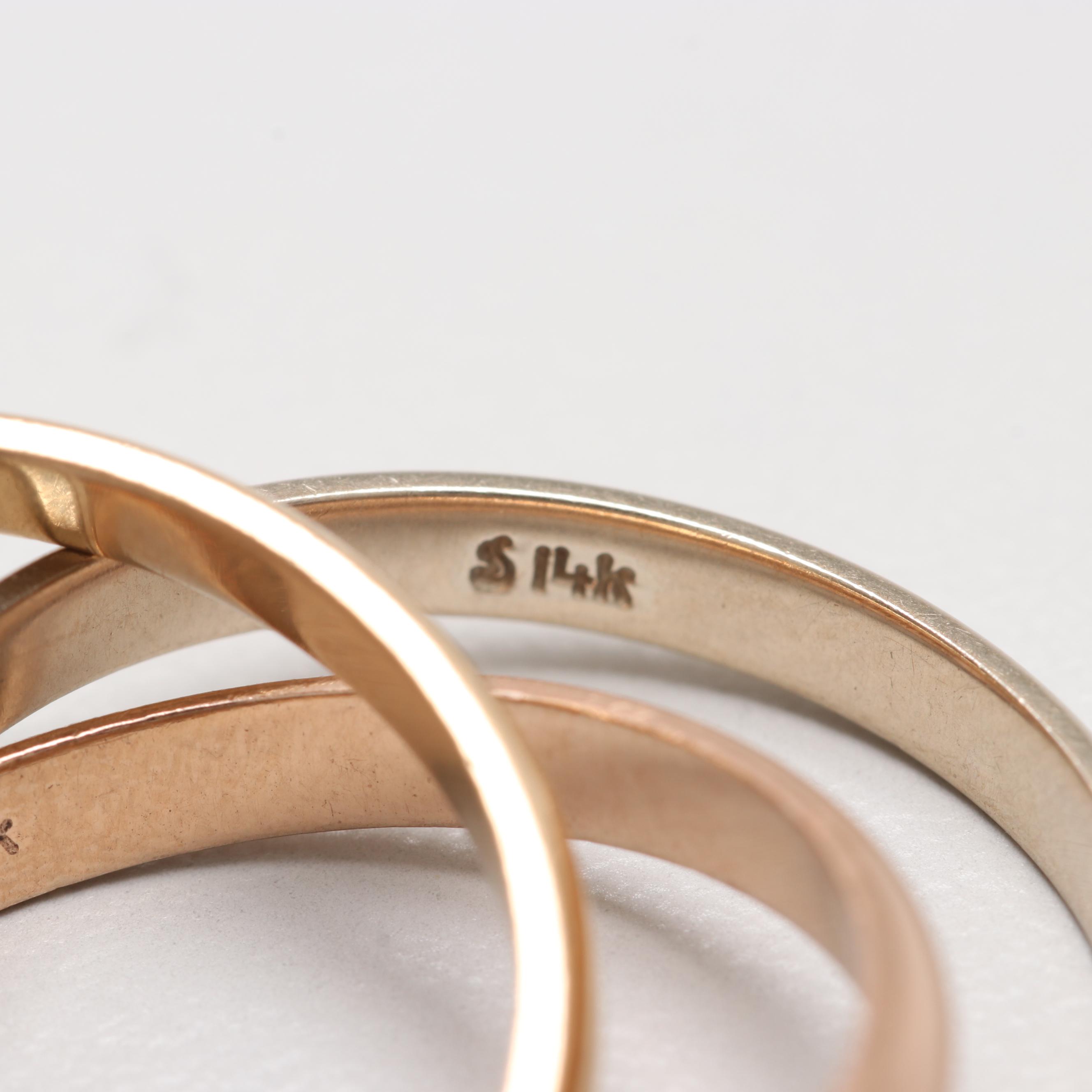 14K Tri Color Gold Rolling Ring