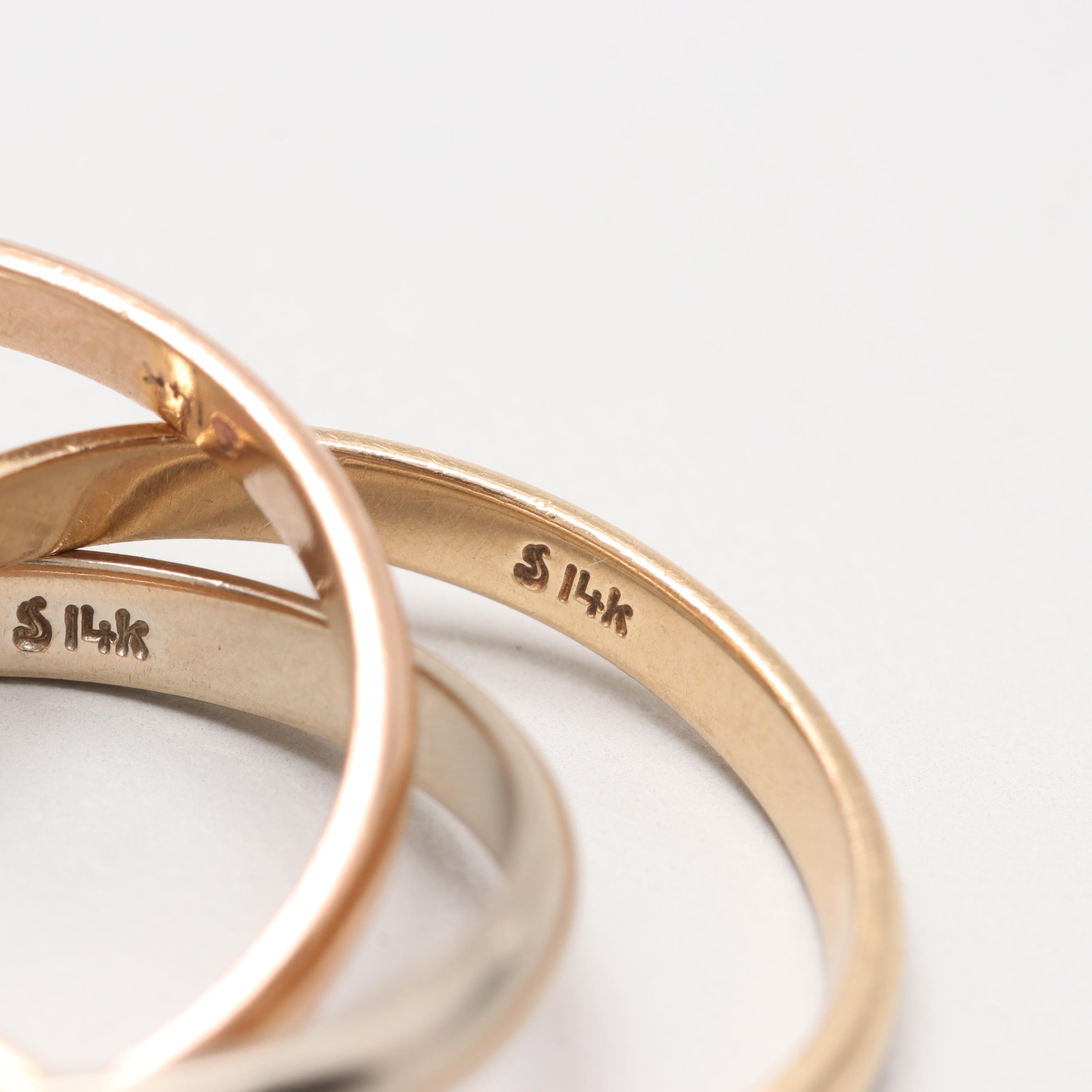14K Tri Color Gold Rolling Ring