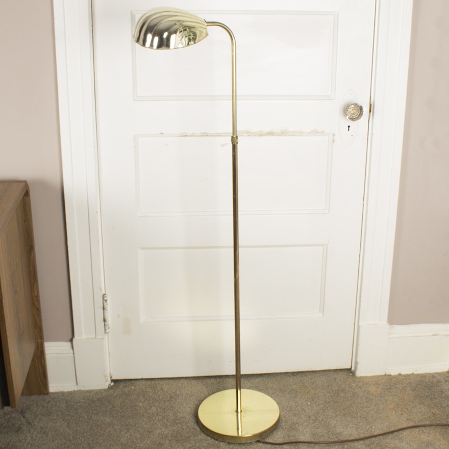 Adjustable Height Reading Floor Lamp with Shell Shaped Shade