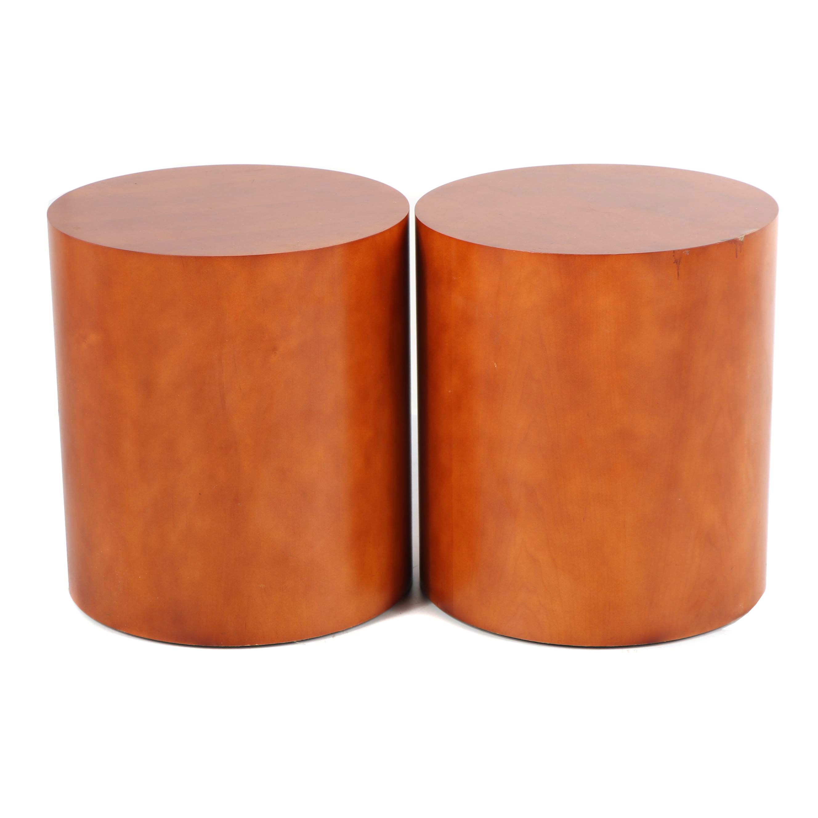 Cylindrical Veneered Accent Tables by Nemschoff