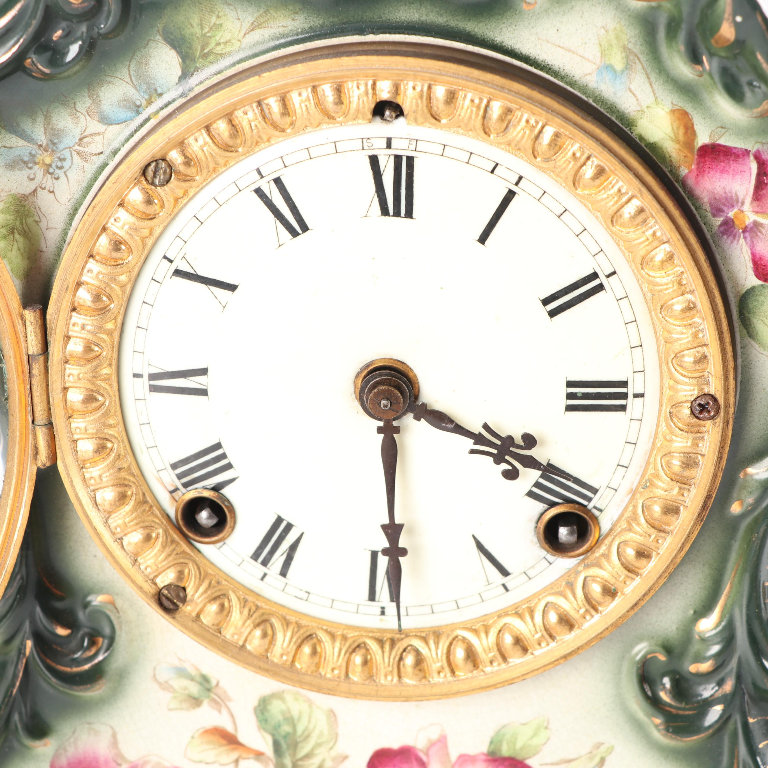 Antique Ansonia Clock Co. "Wichita" Porcelain Clock