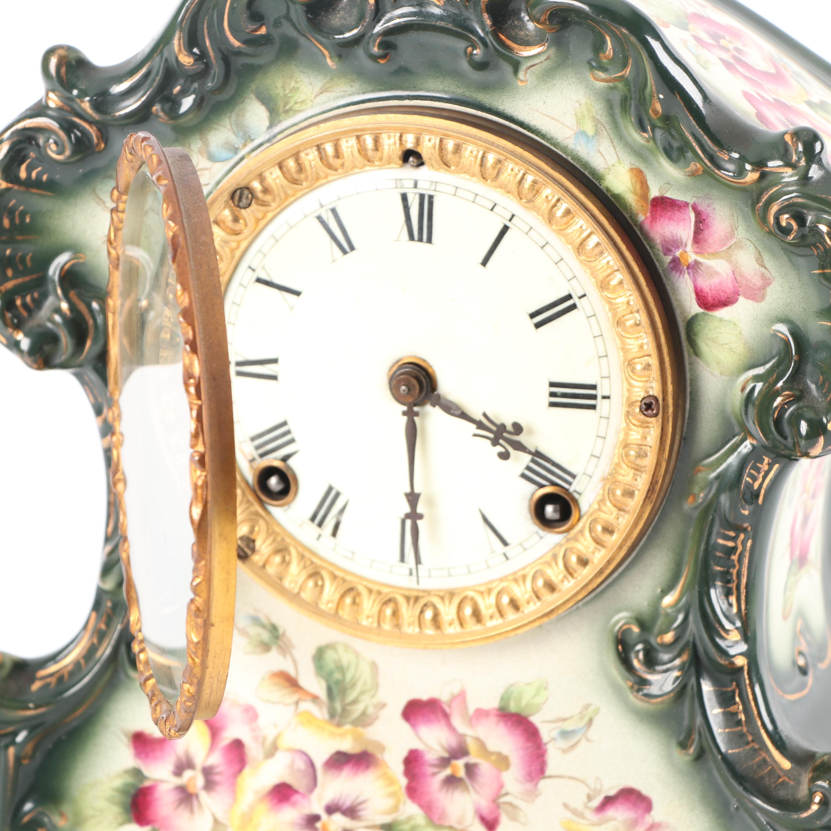 Antique Ansonia Clock Co. "Wichita" Porcelain Clock