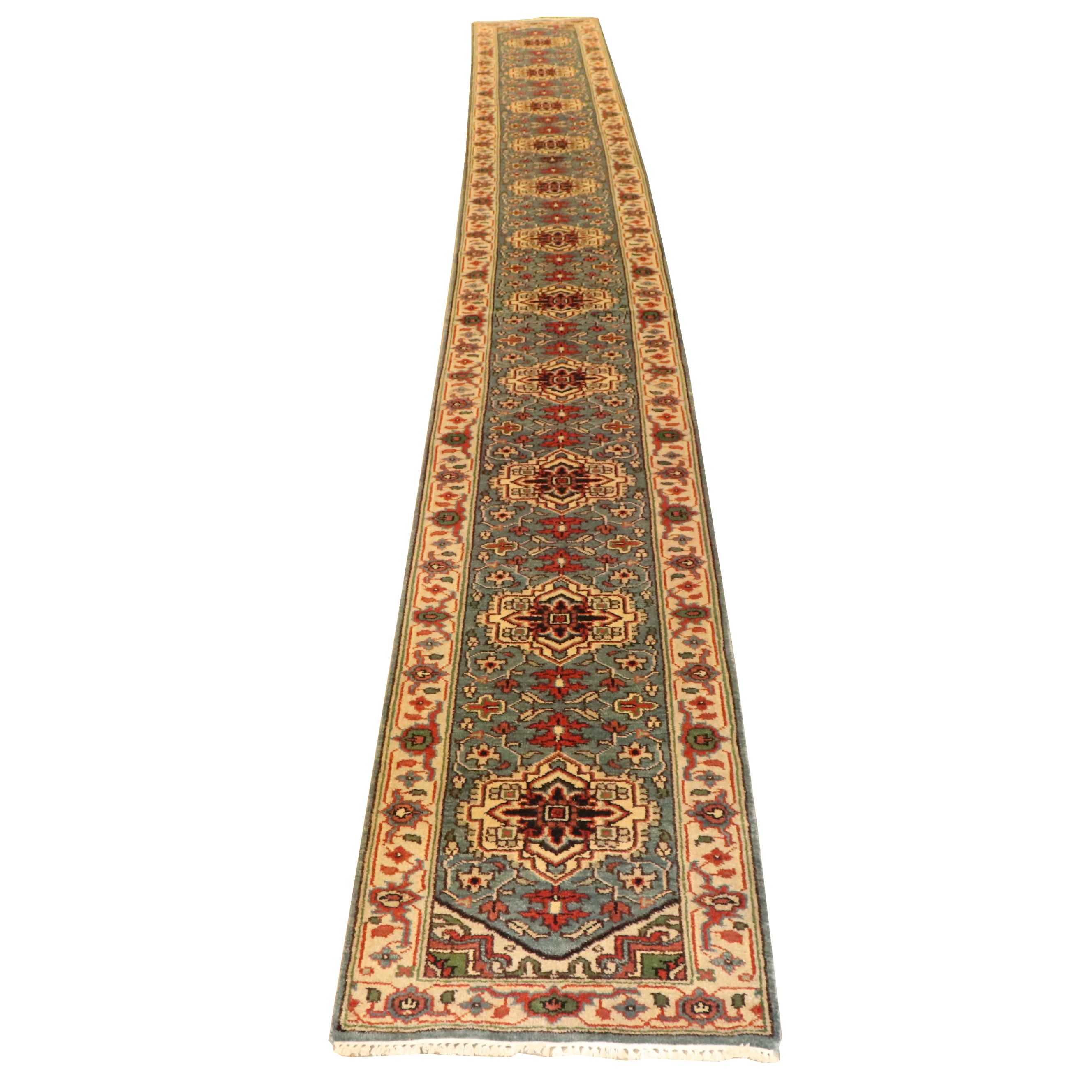 Hand-Knotted Bakhshayesh Heriz Wool Carpet Runner