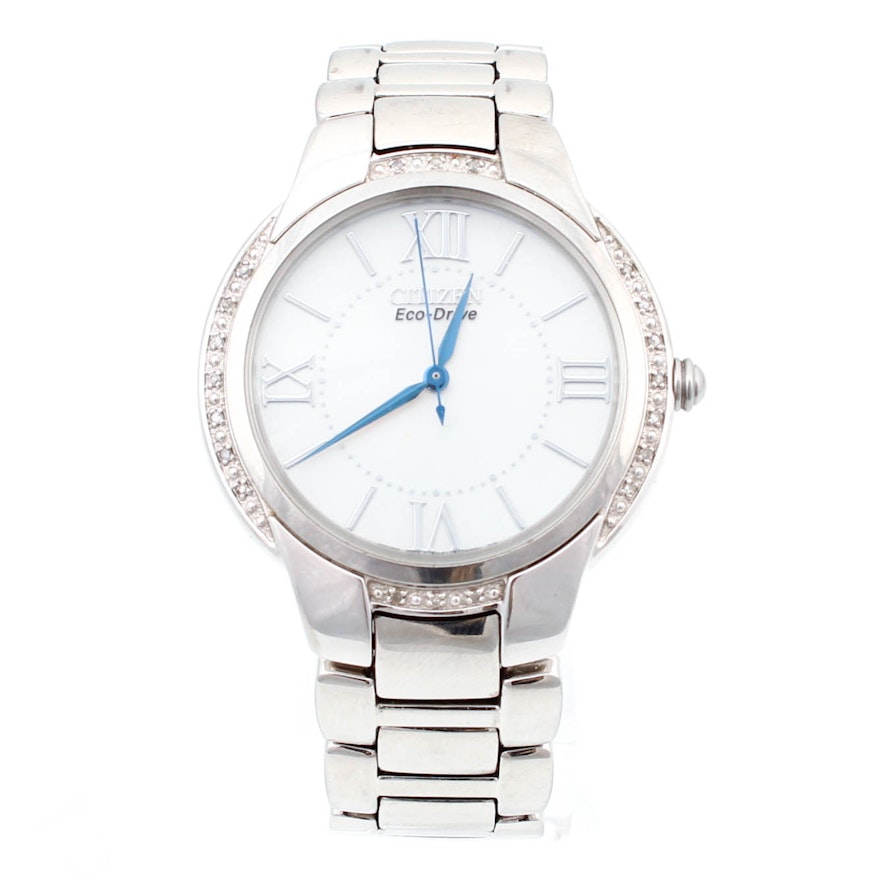 Citizen Eco-Drive Stainless Steel and Diamond Wristwatch