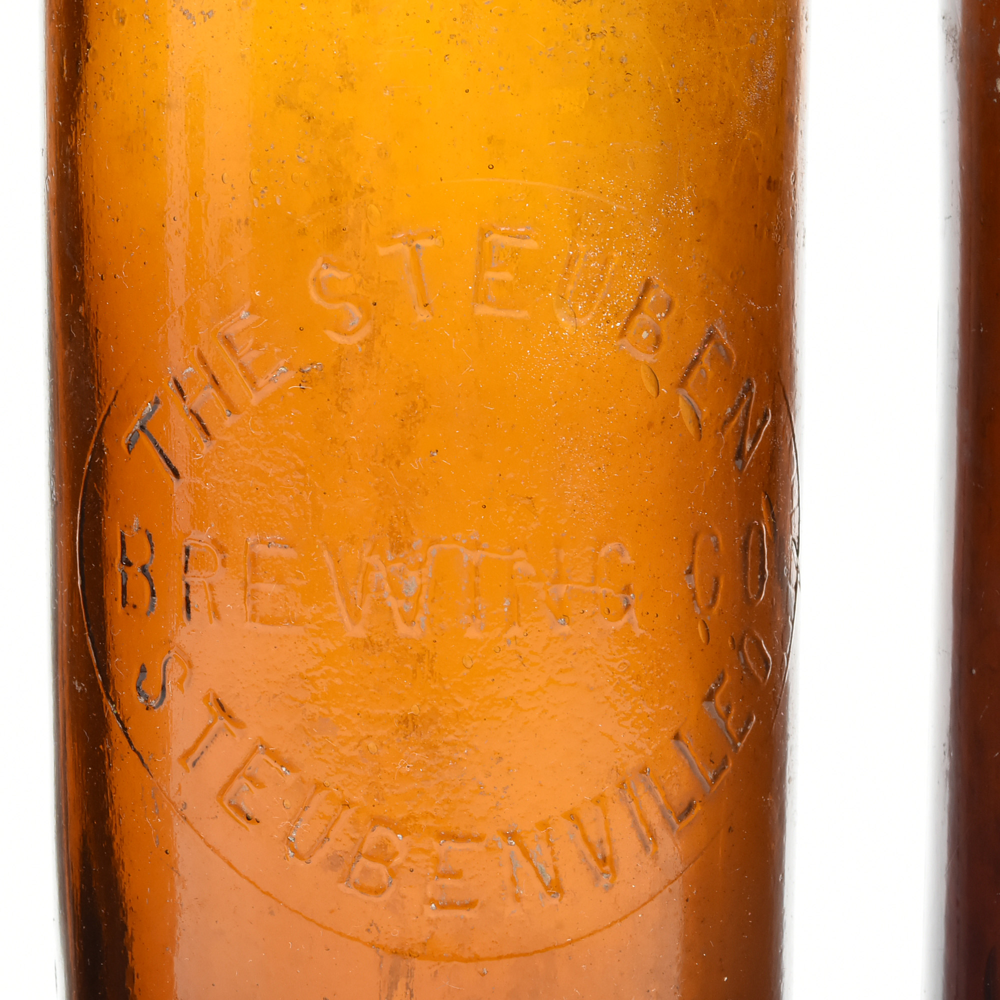 Antique Circa 1890 Amber Beer Bottles and Split Oak Basket