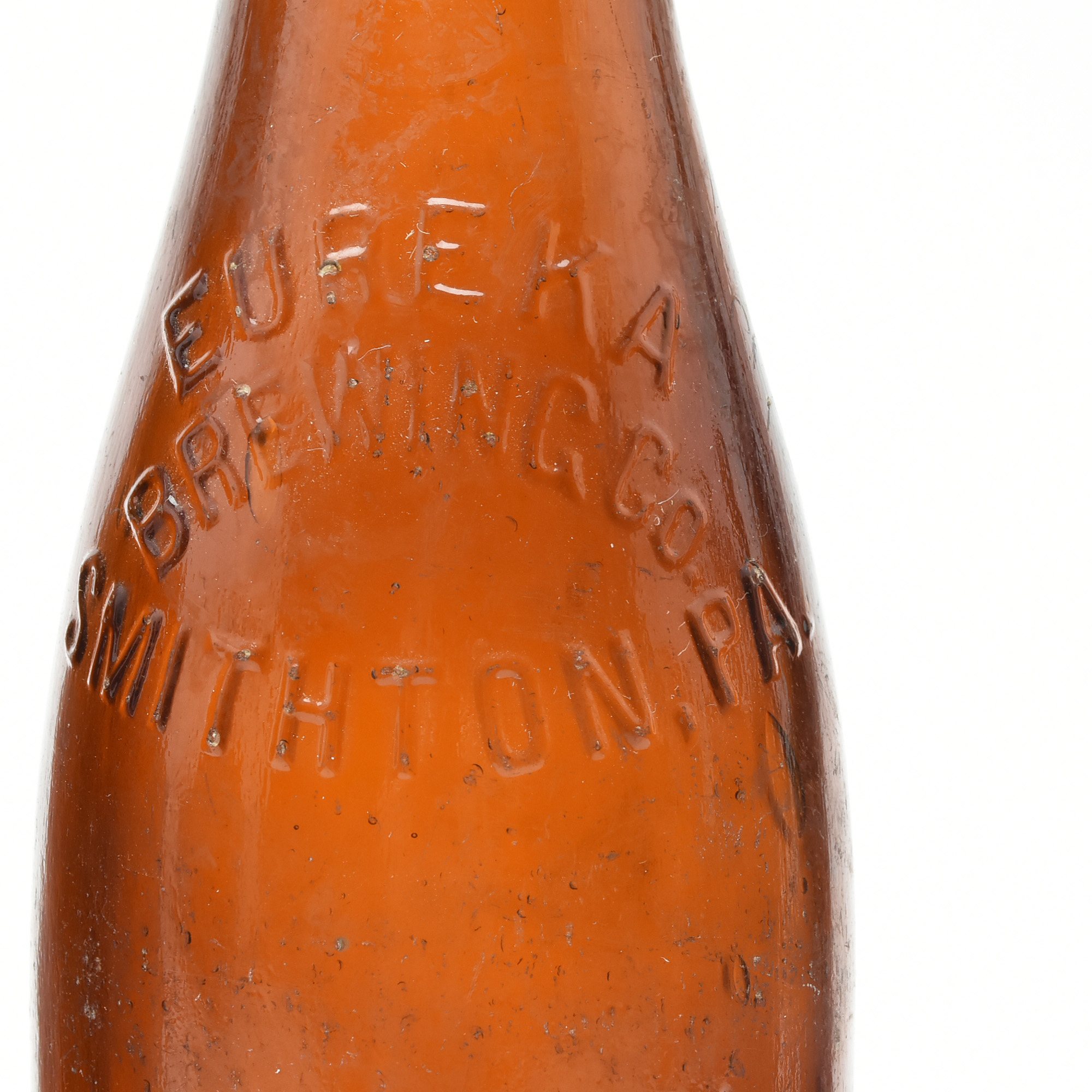 Antique Circa 1890 Amber Beer Bottles and Split Oak Basket