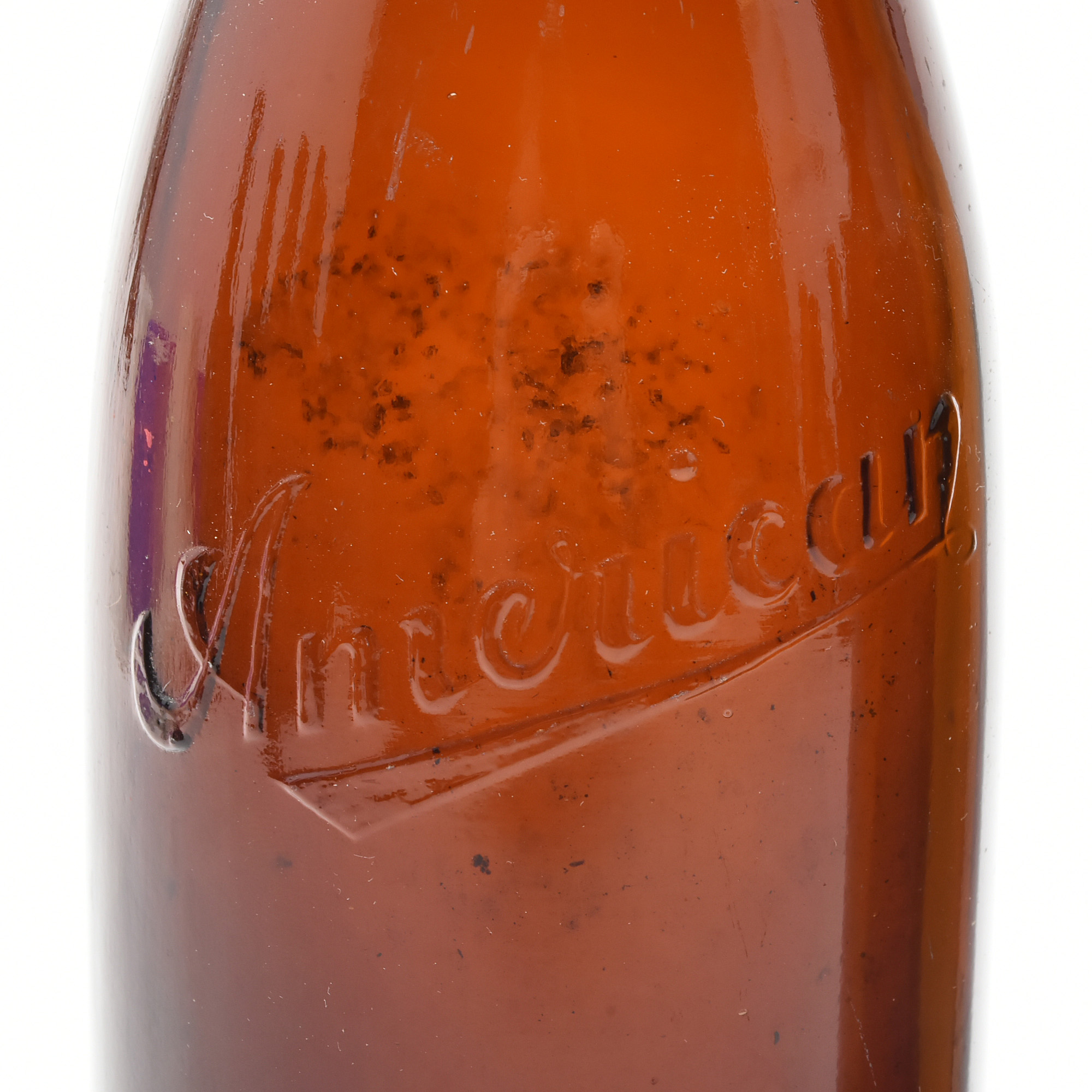 Antique Circa 1890 Amber Beer Bottles and Split Oak Basket